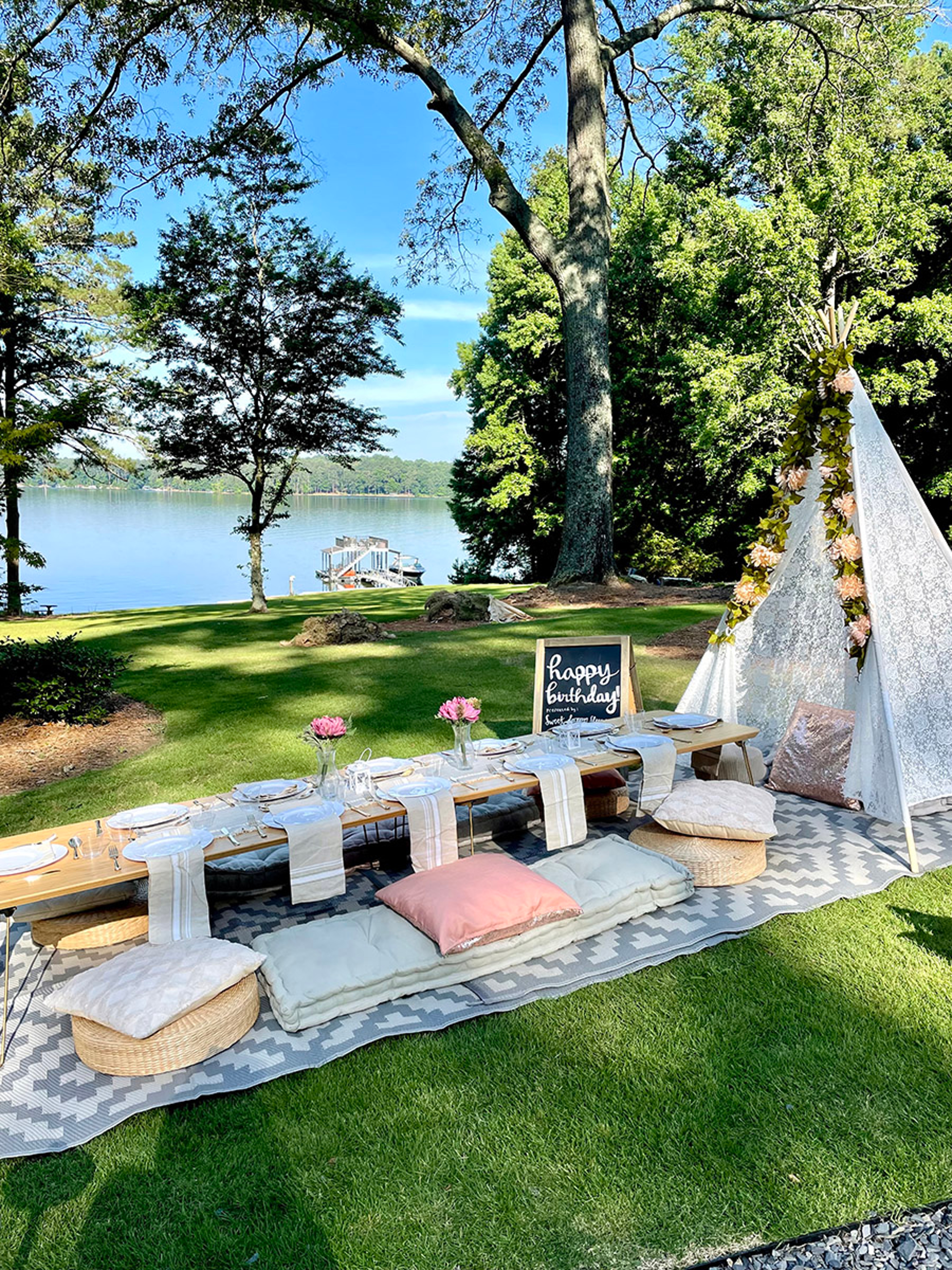 tea party ideas outside by lake