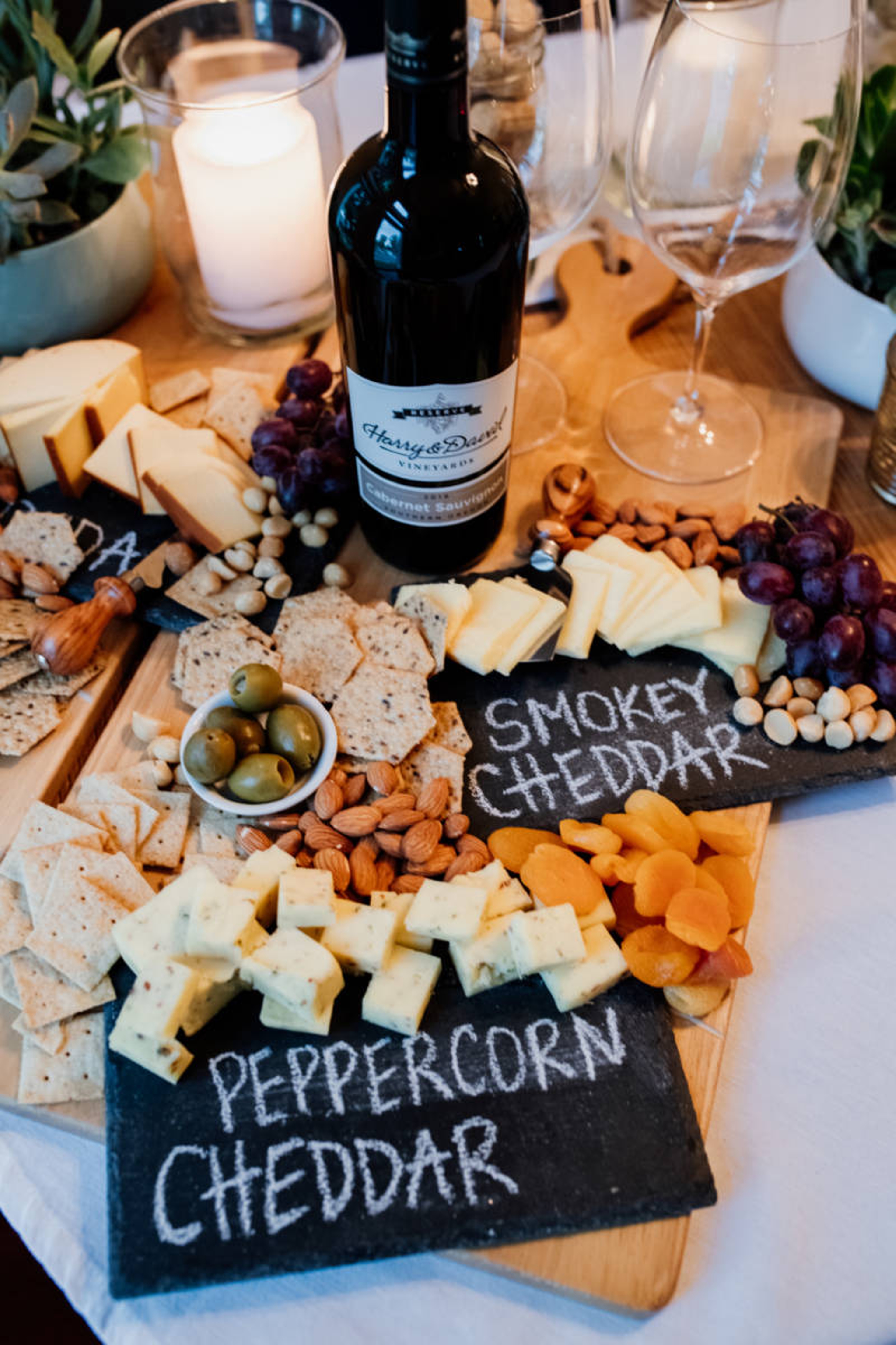 Harry & David Cabernet Sauvignon on a wine and cheese board
