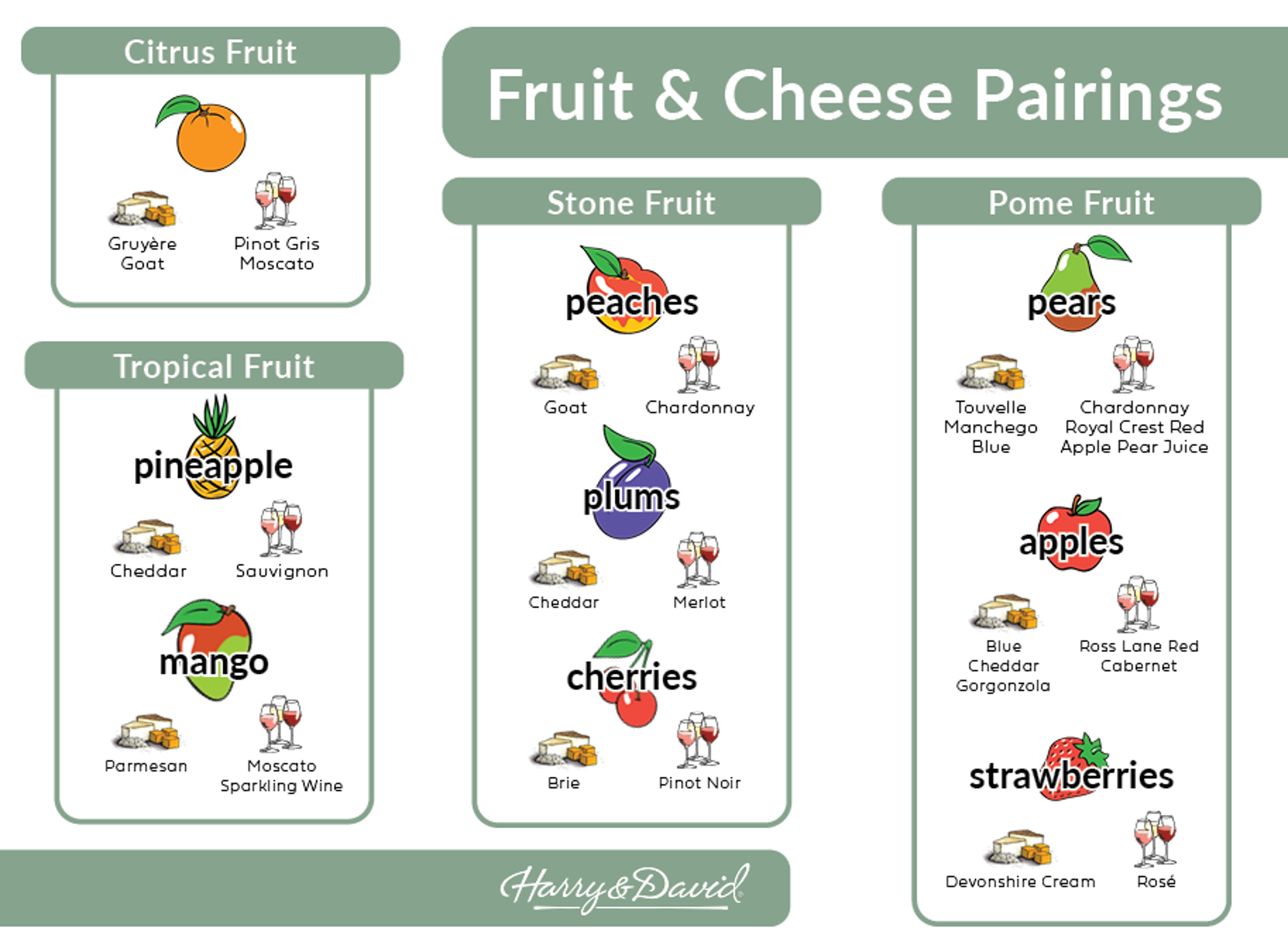 fruit and cheese pairings horizontal infographic