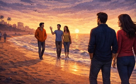 illustration beach walk use your power