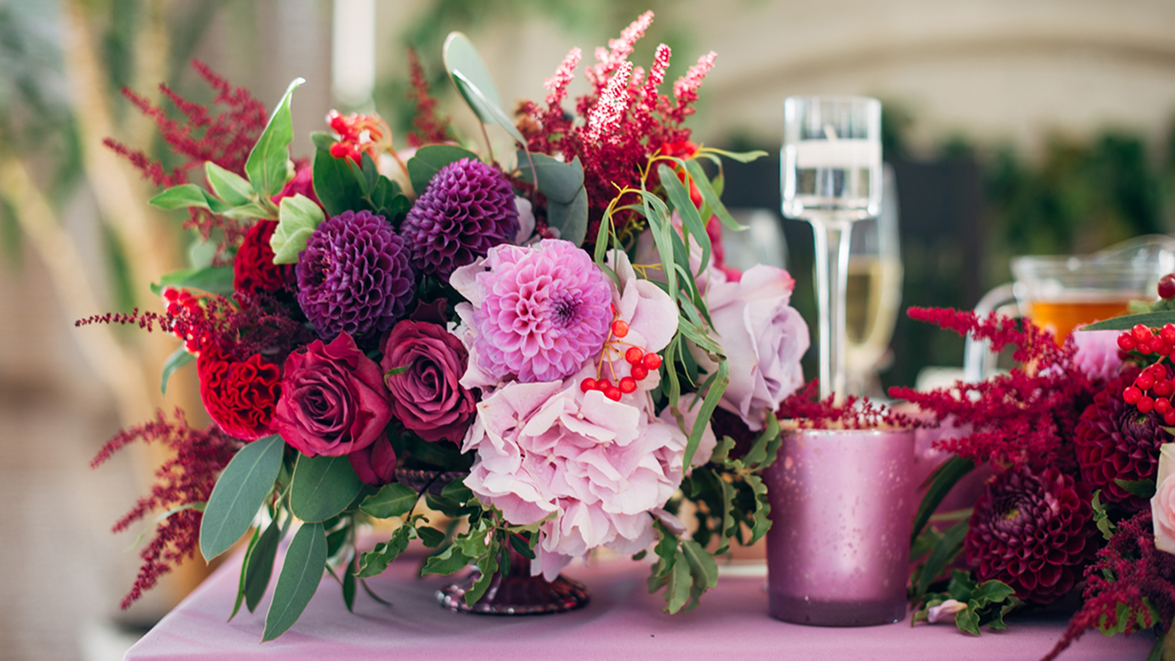 Article Cards Featured Image Purple bouquet of asters, roses, and dahlias