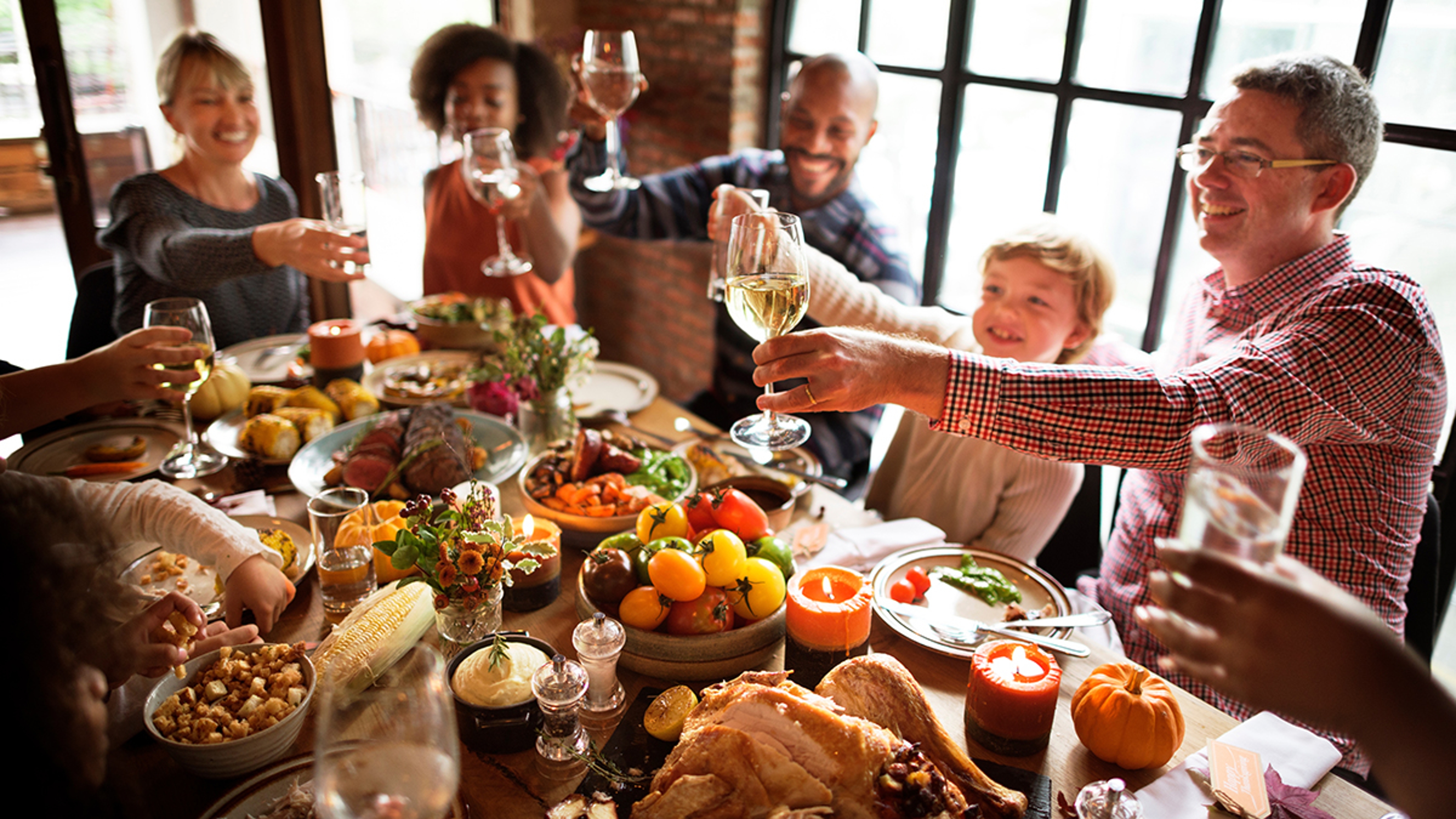 People Cheers Celebrating Thanksgiving Holiday Concept