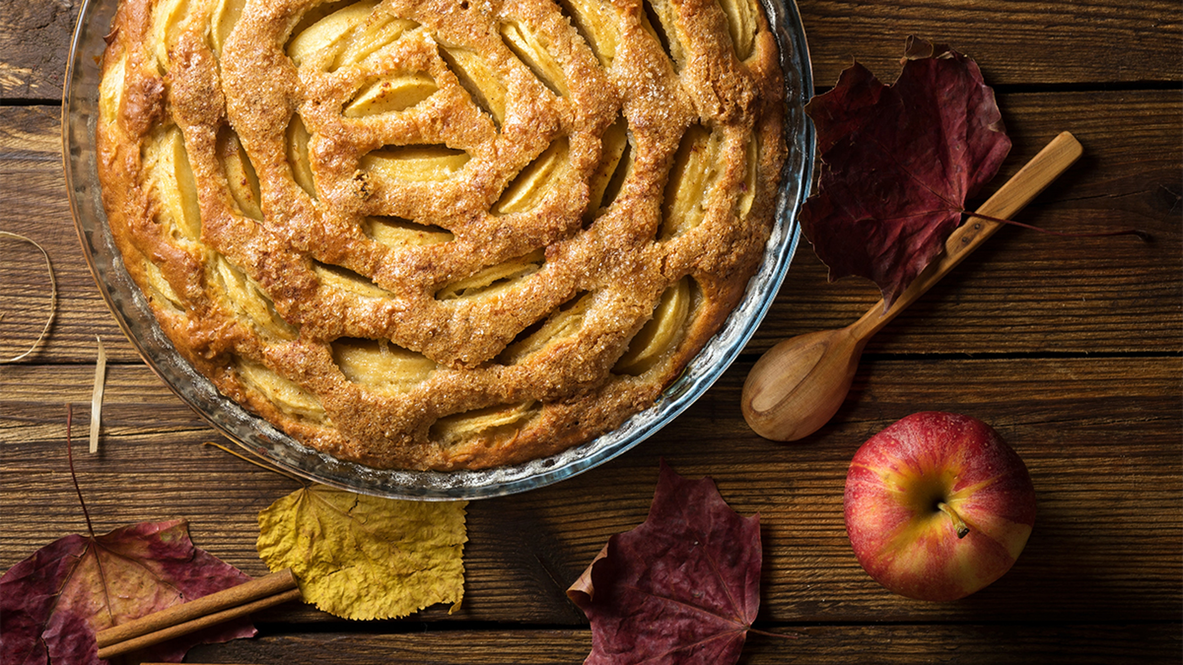 People who love fall ofter enjoy baking apple pies, like the one pictured here.