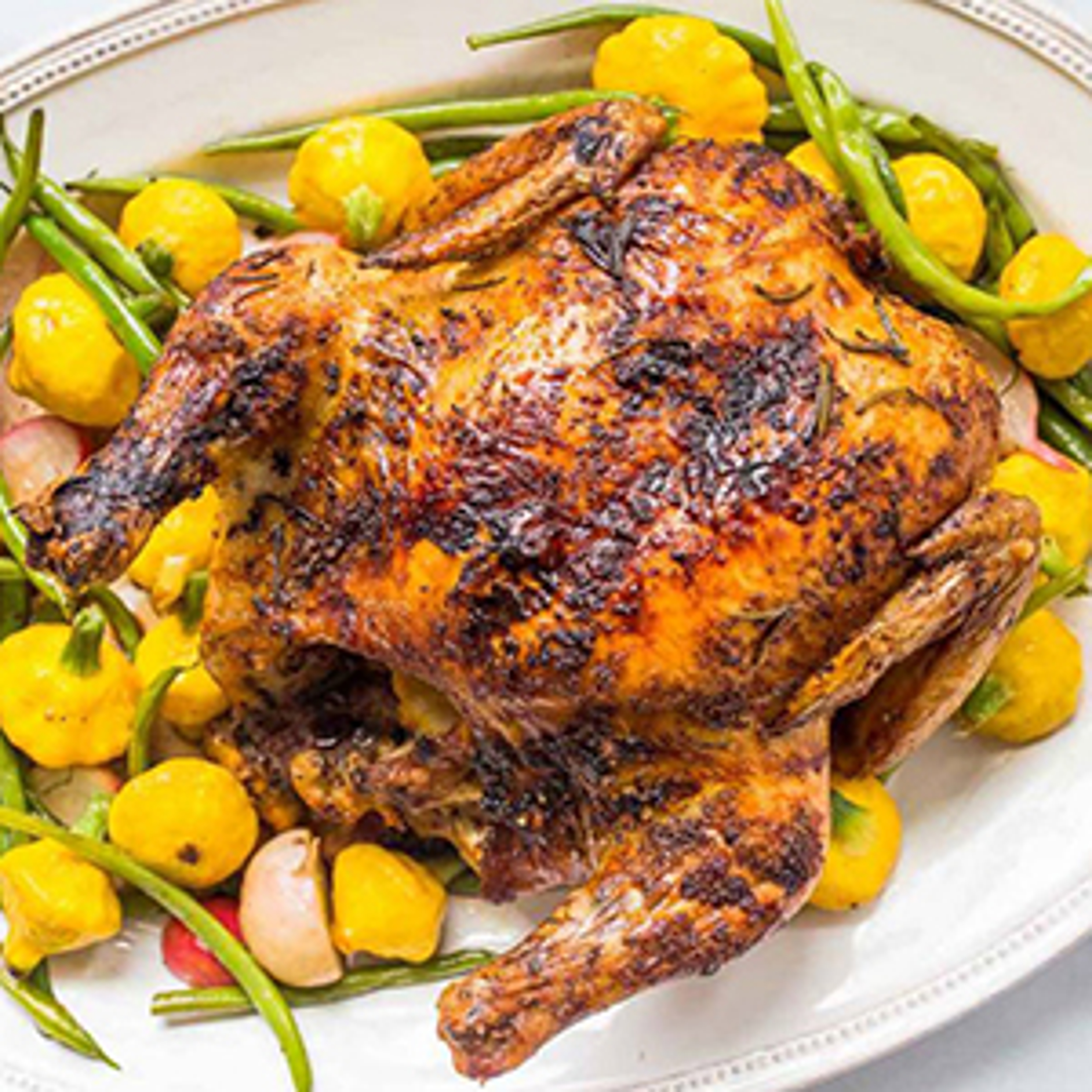 spring vegetables roasted chicken