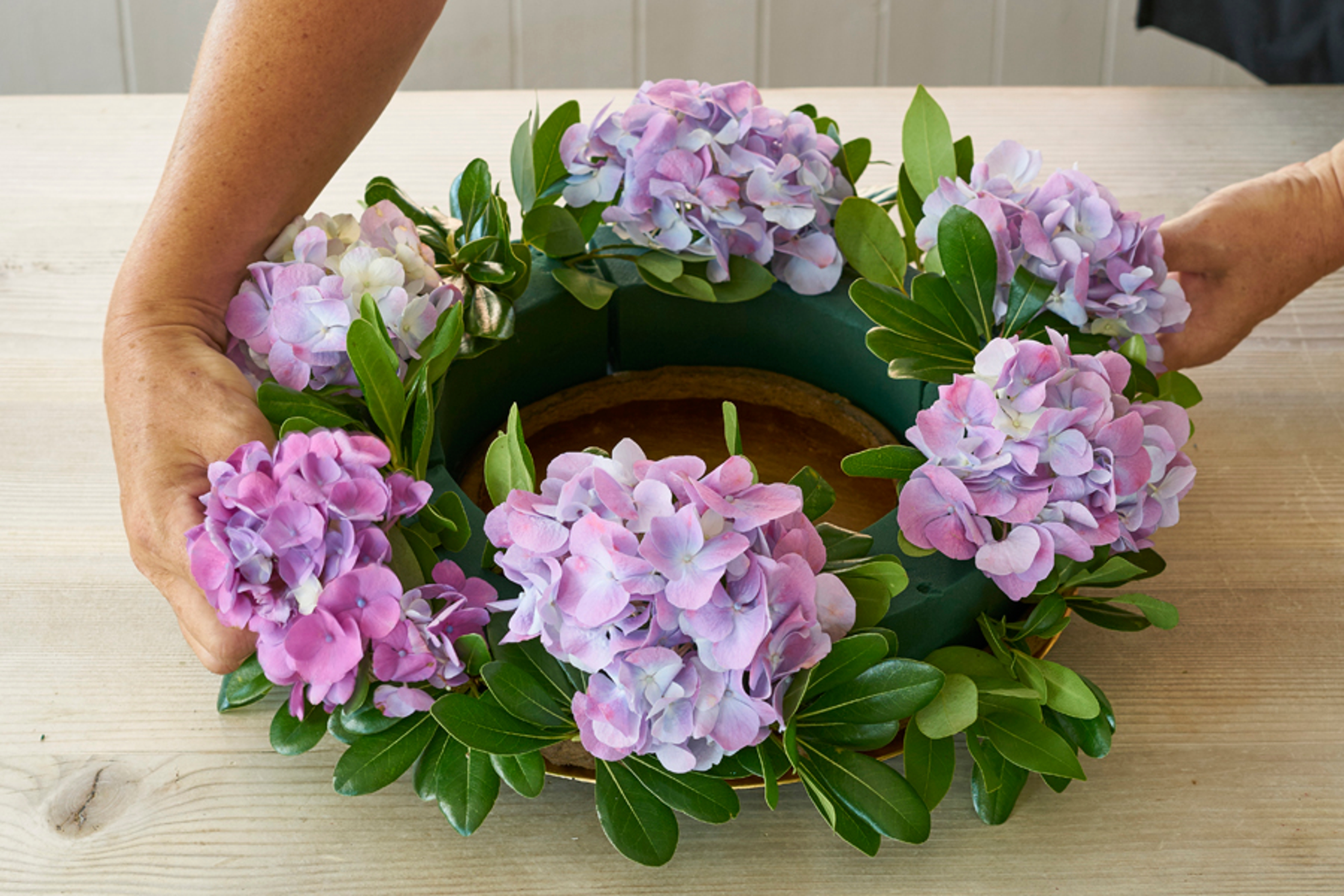Step Continued Add large flowers hydrangeas all around