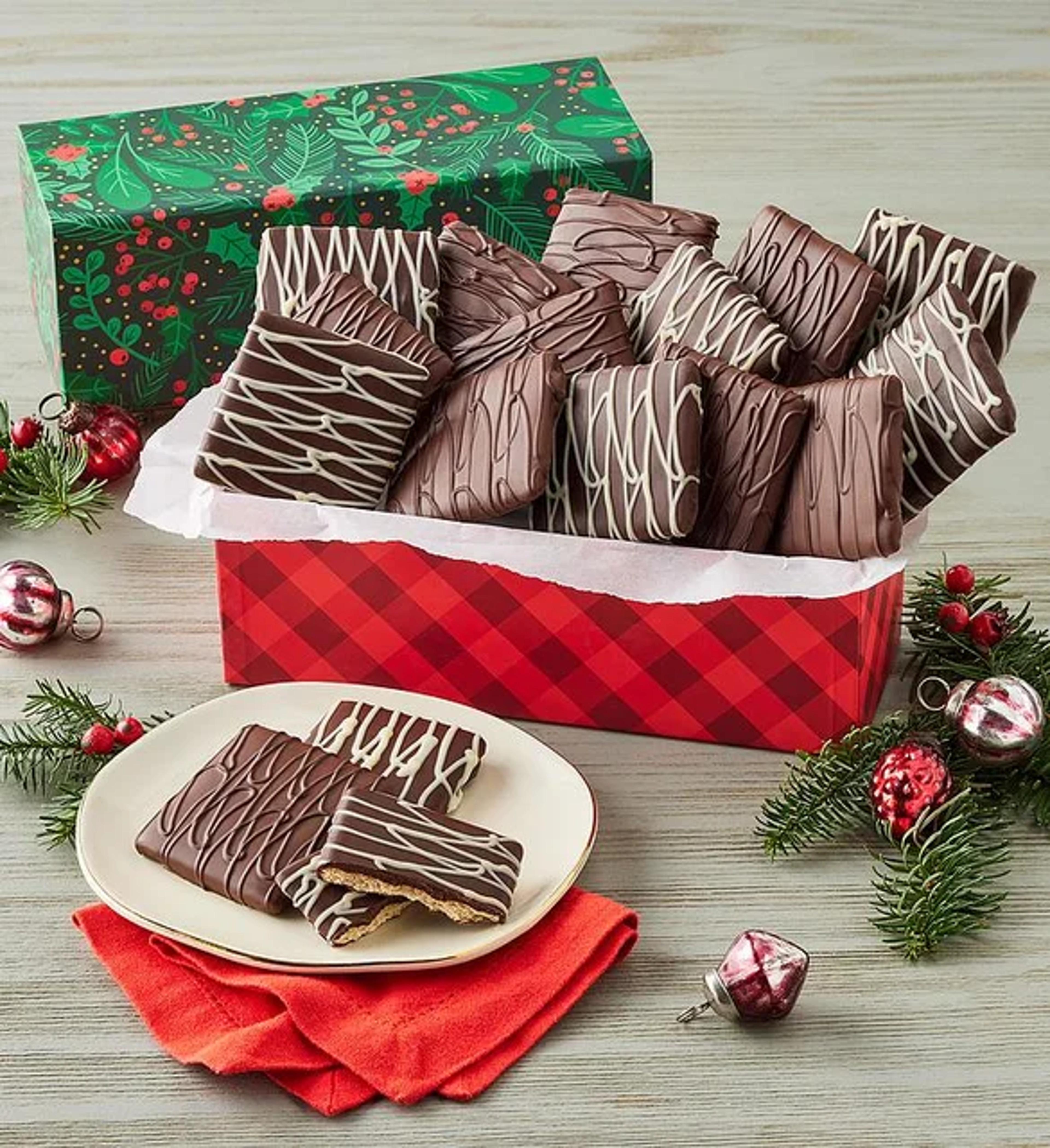 gifts under  holiday chocolate covered graham crackers