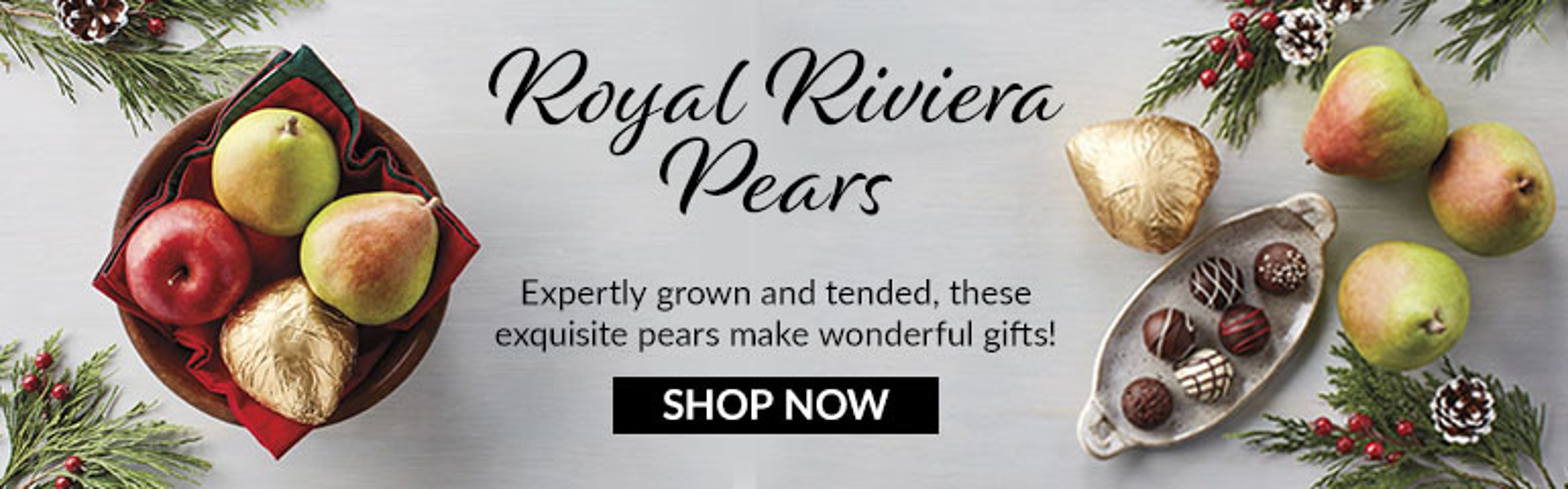 Harry & David Royal Riviera Pears collection banner ad