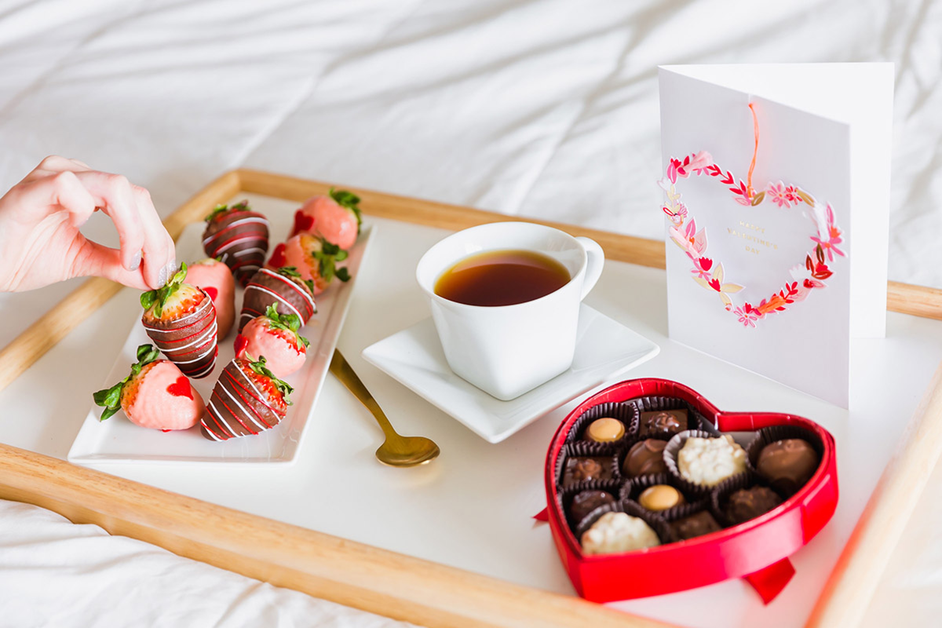 valentines day card messages with breakfast in bed