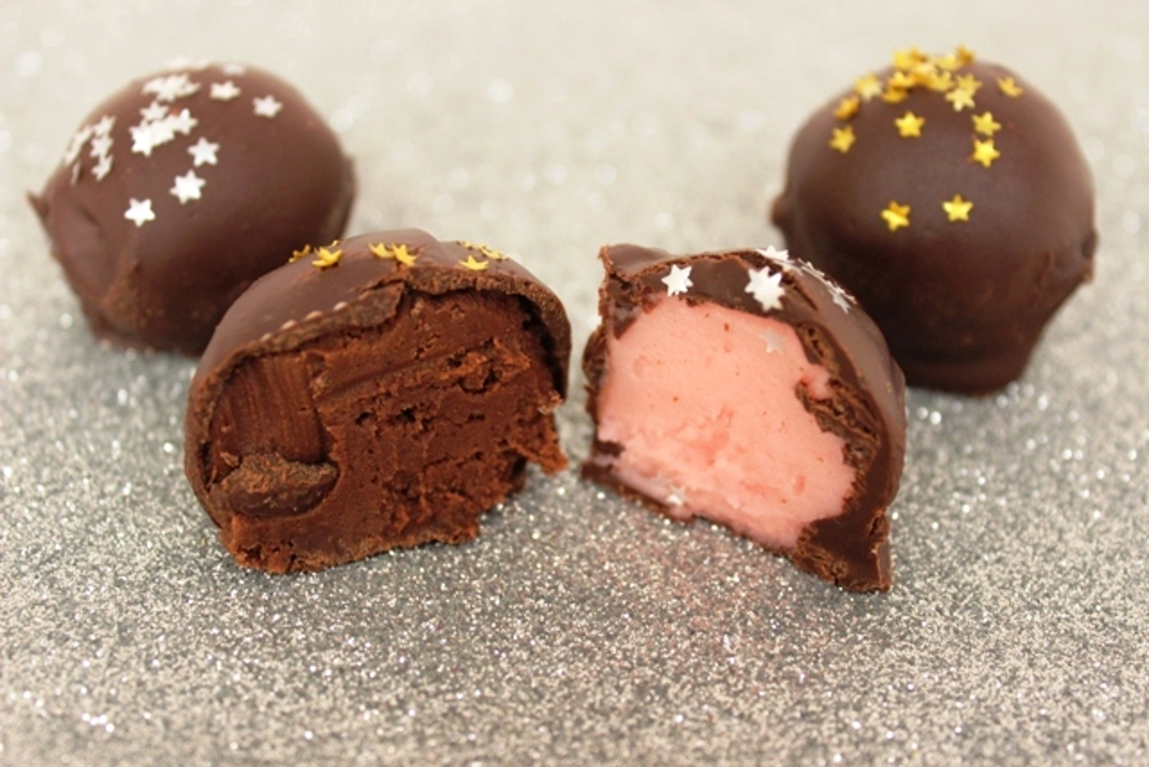 chocolate and strawberry buttercream truffles