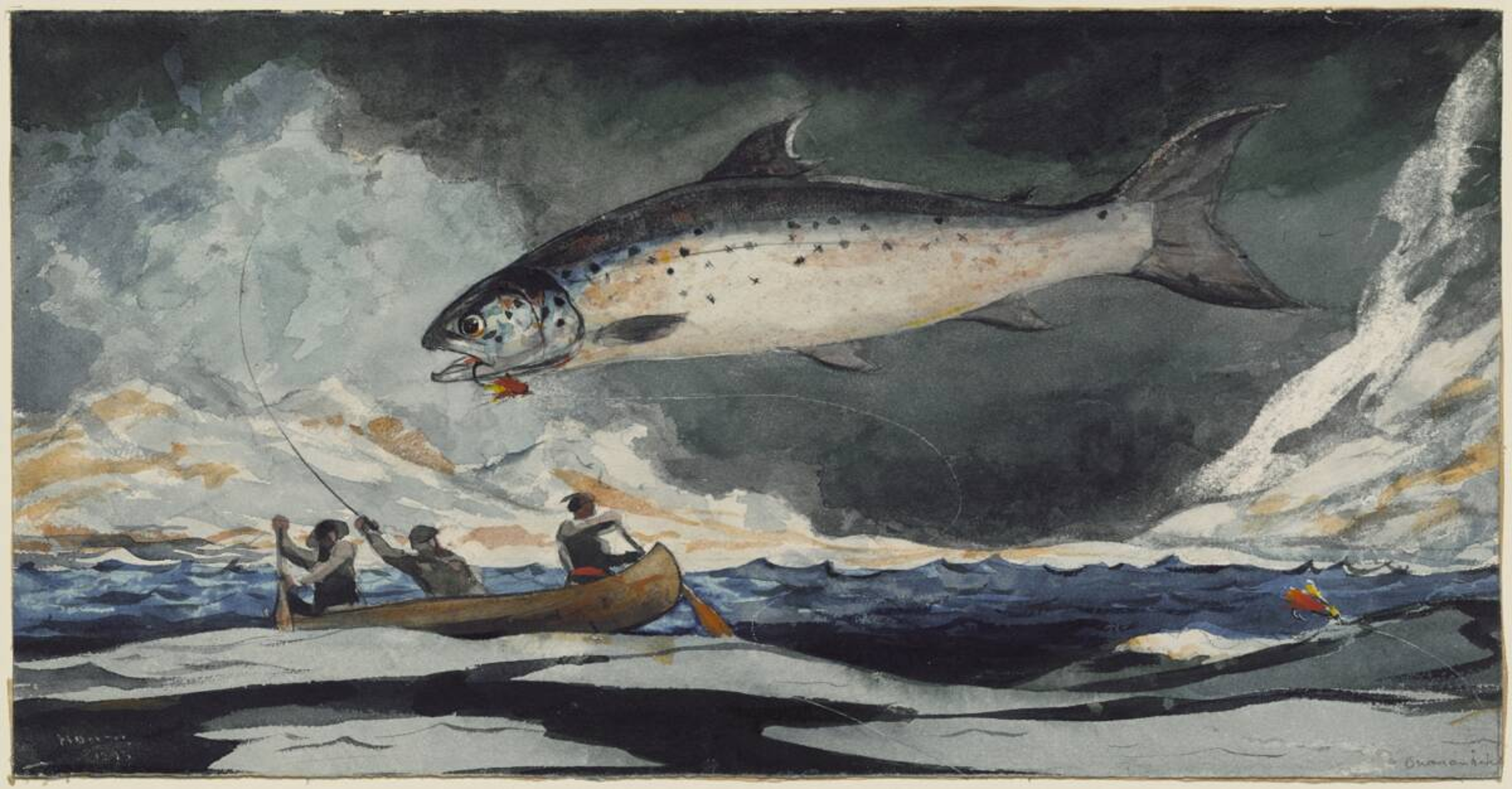 fish art Winslow Homer A good pool Saguenay River