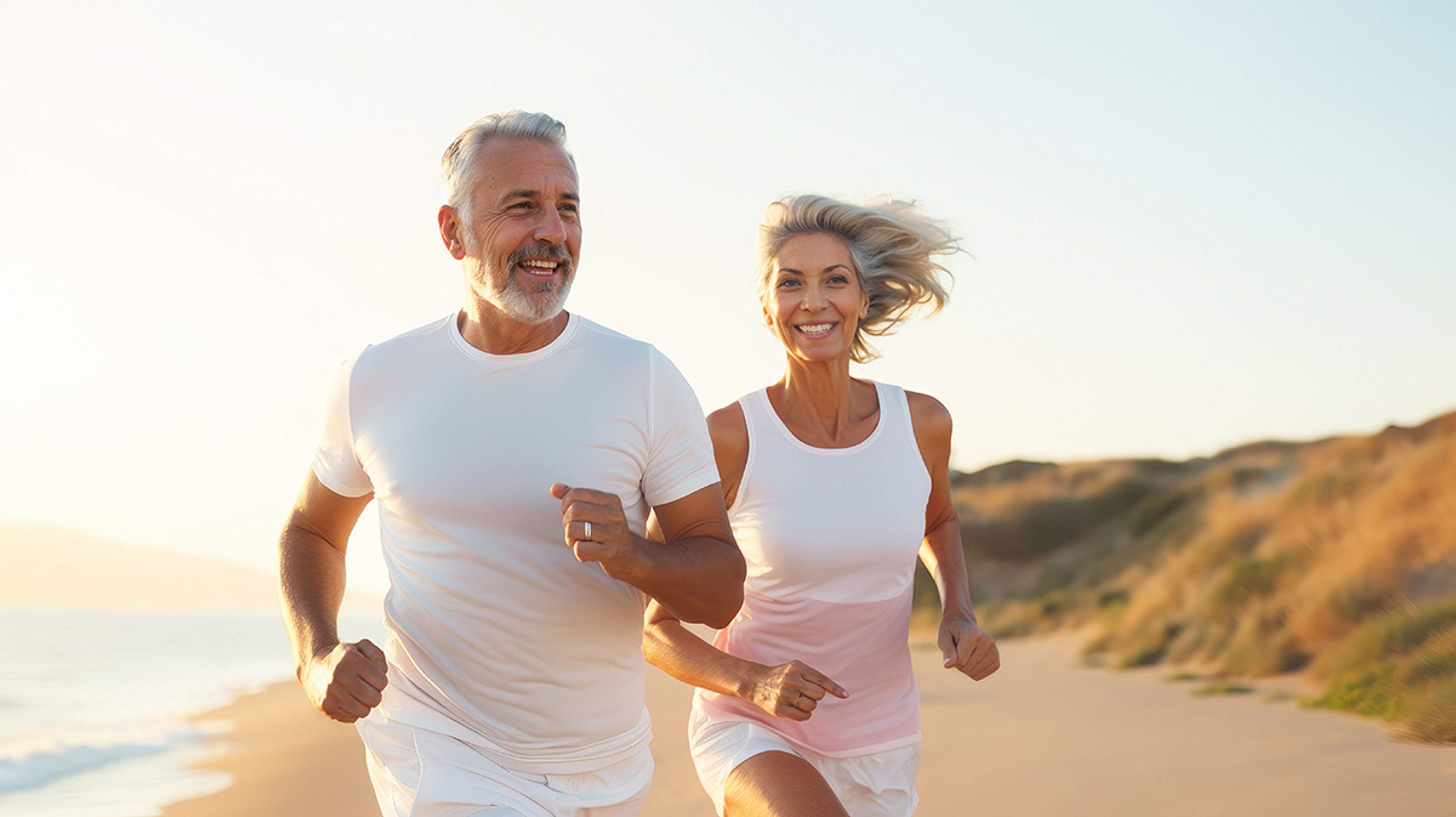 couple running on the beach