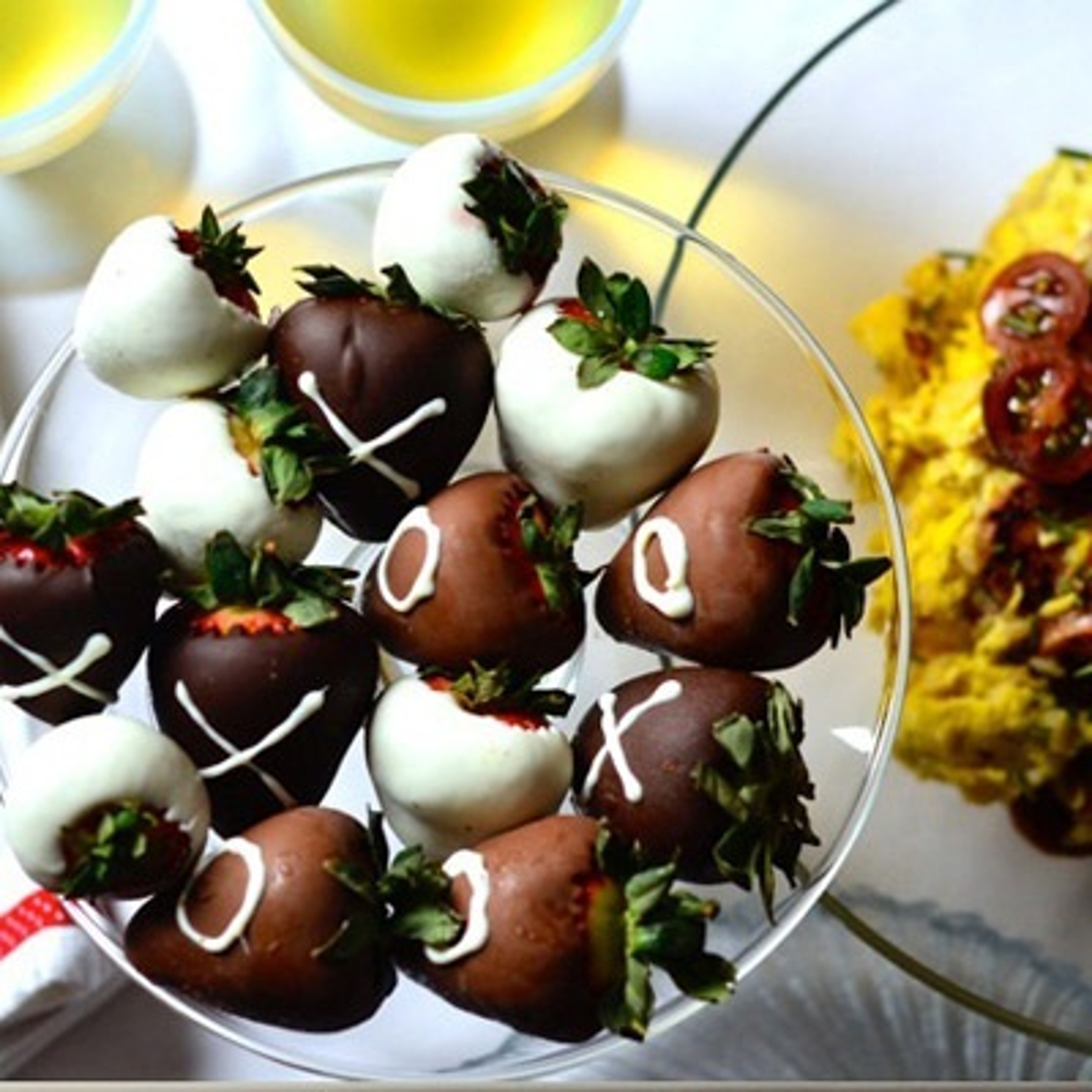 Valentine's Brunch is a special occasion with chocolate covered strawberries for dessert.