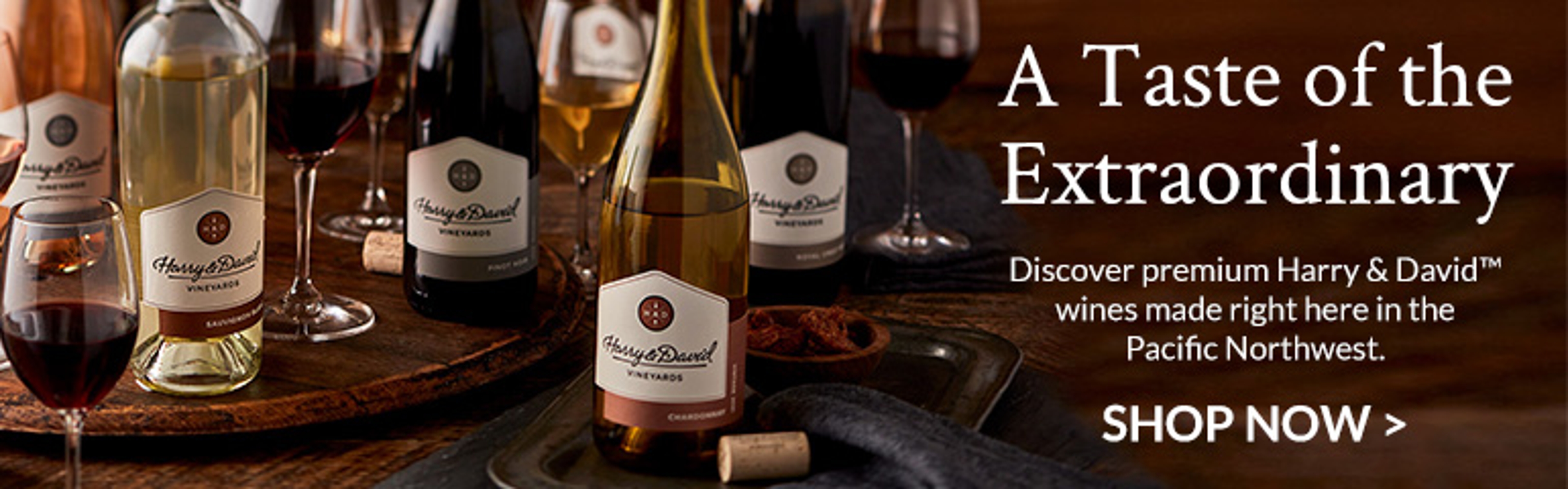 A Taste of the Extraordinary Harry & David wines Banner ad