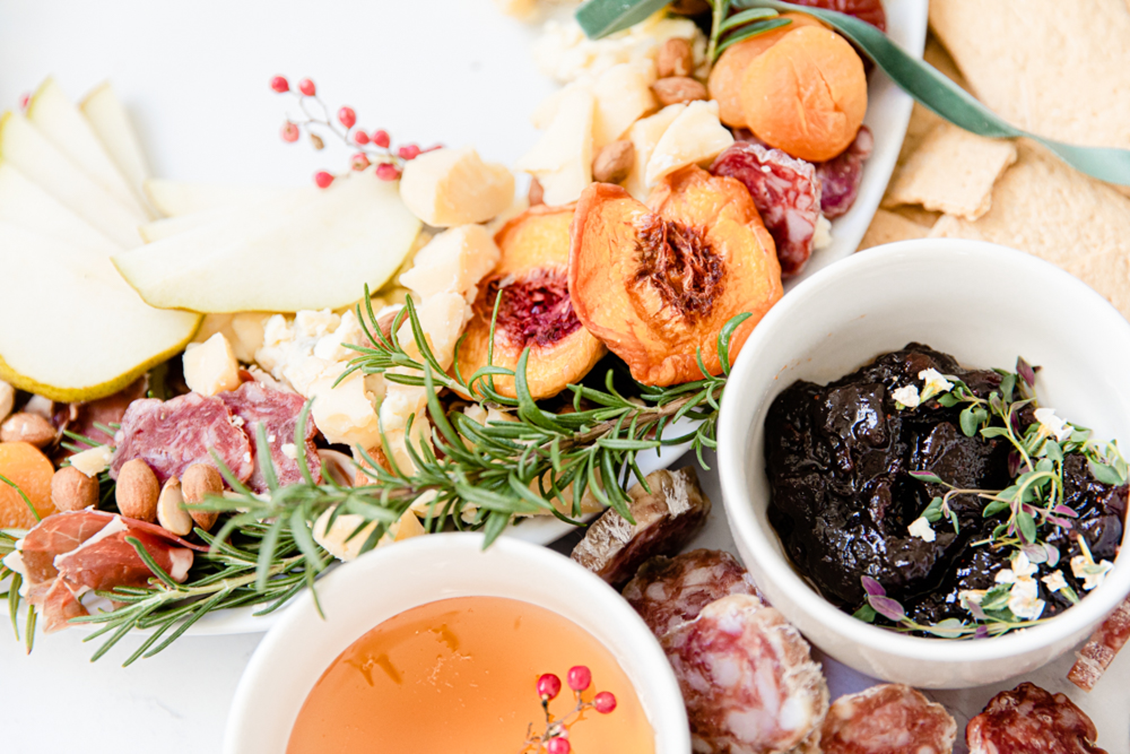 christmas wreath appetizer close up of charcuterie board