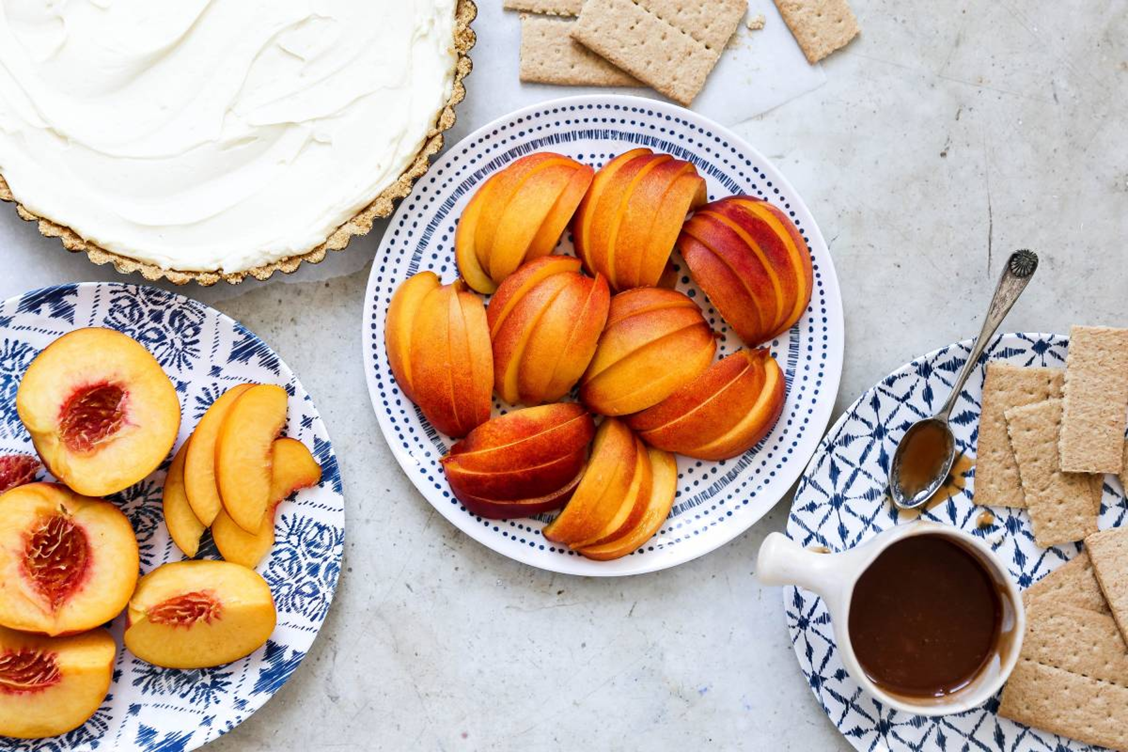 Peaches sliced and ready to be used in peach tart