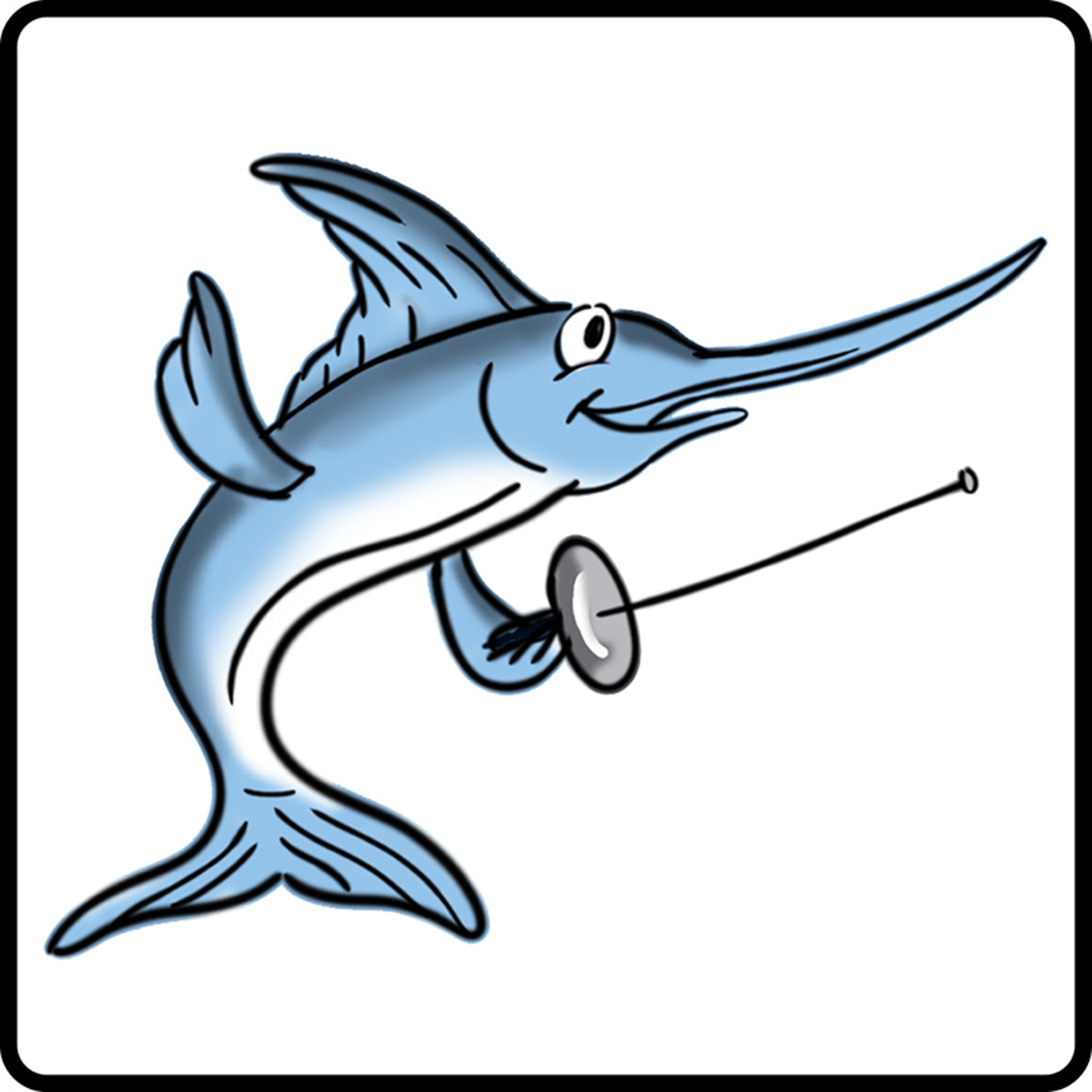 Drawing of a swordfish carrying a swordfish.