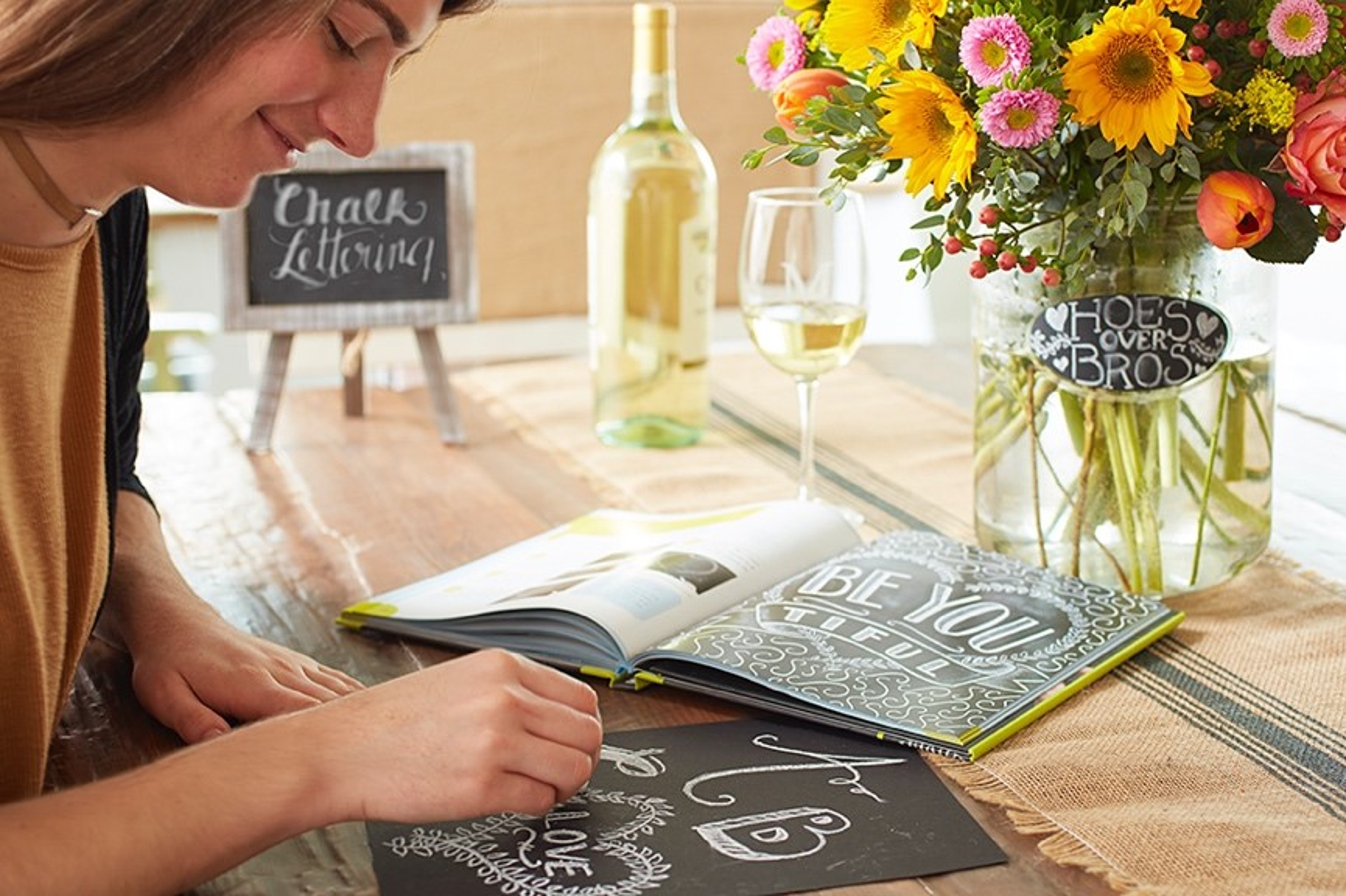 Girl Making Chalkboard Designs