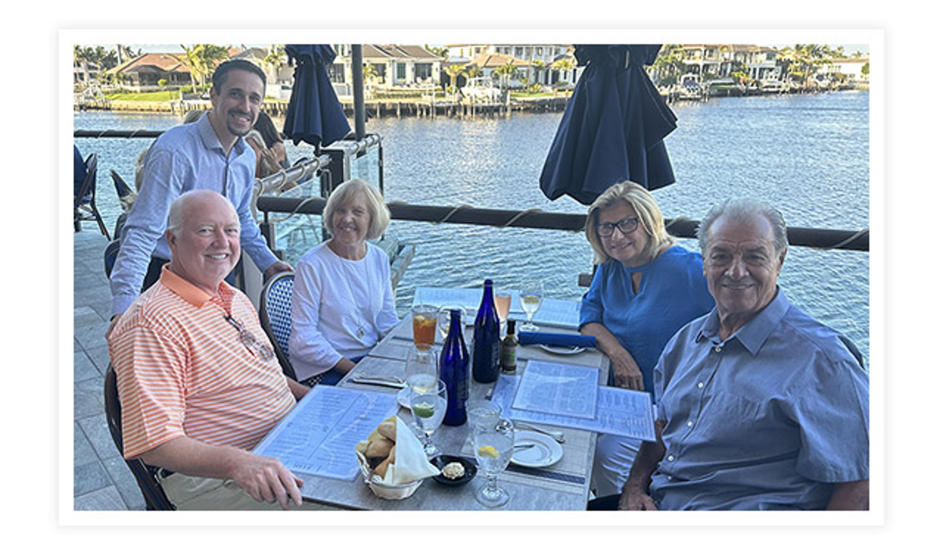 Photo of Jim Mc Cann and wife at Mira Mare restaurant in Naples, Florida