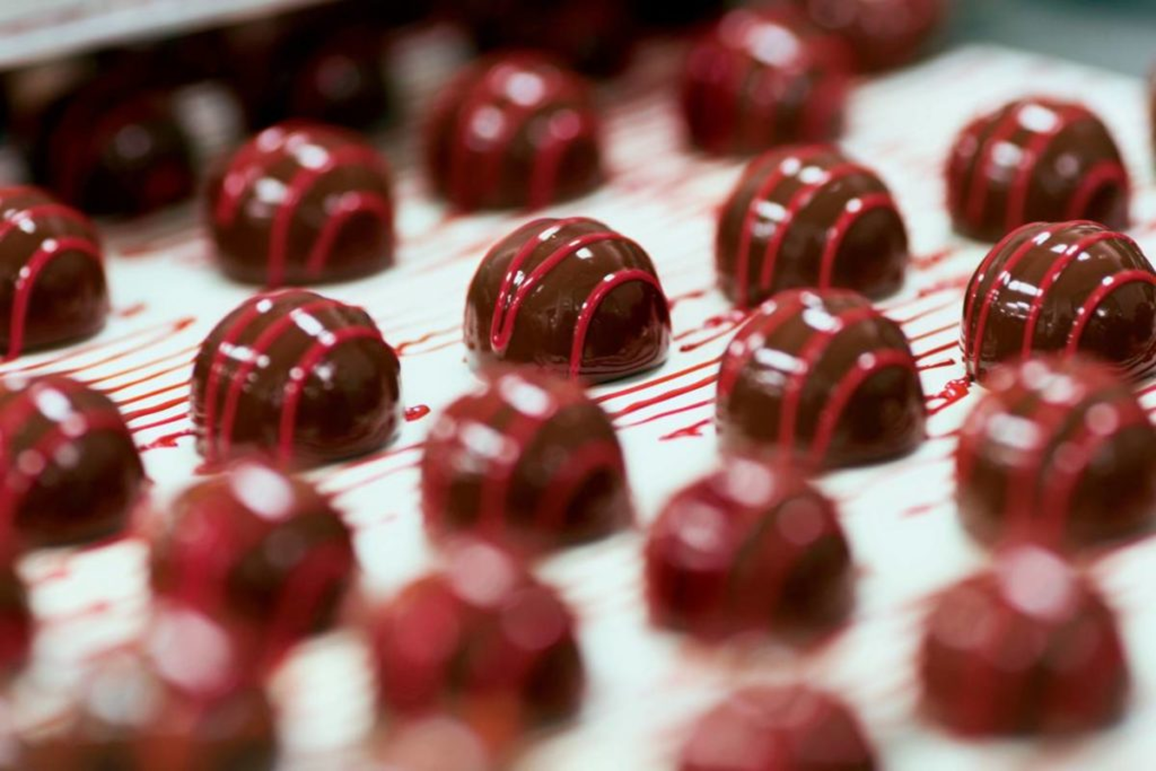 Closeup of truffles being made at Harry & David.