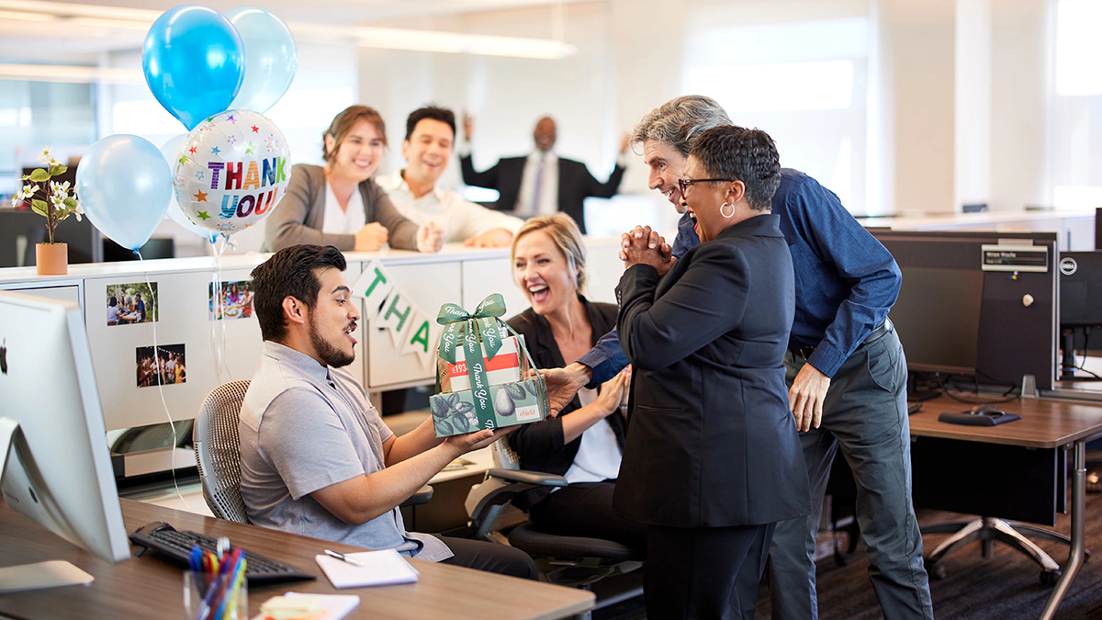 Retirement party in an office.