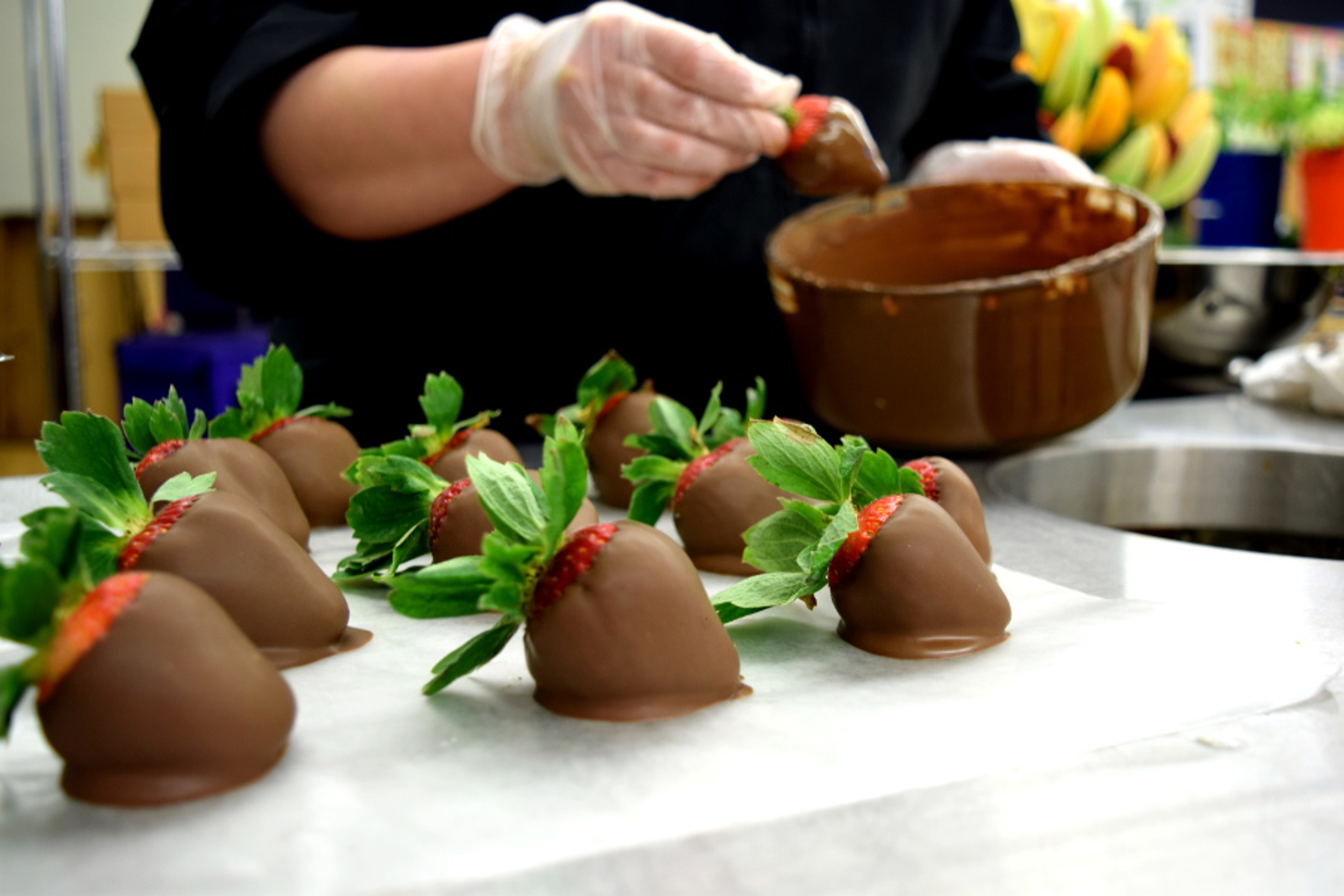 Making chocolate covered strawberries