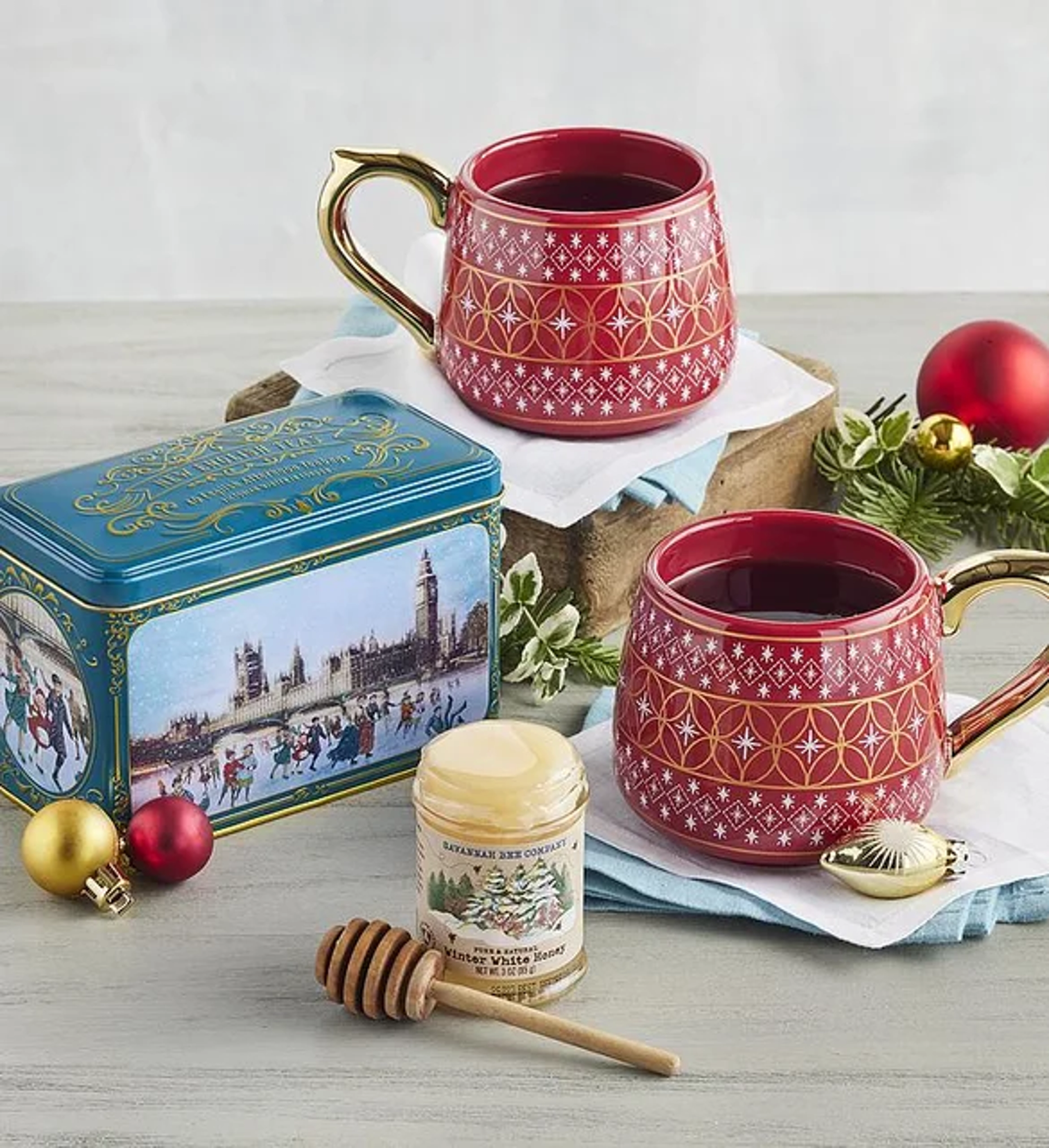 christmas gifts for her Holiday Tea and Mugs Gift