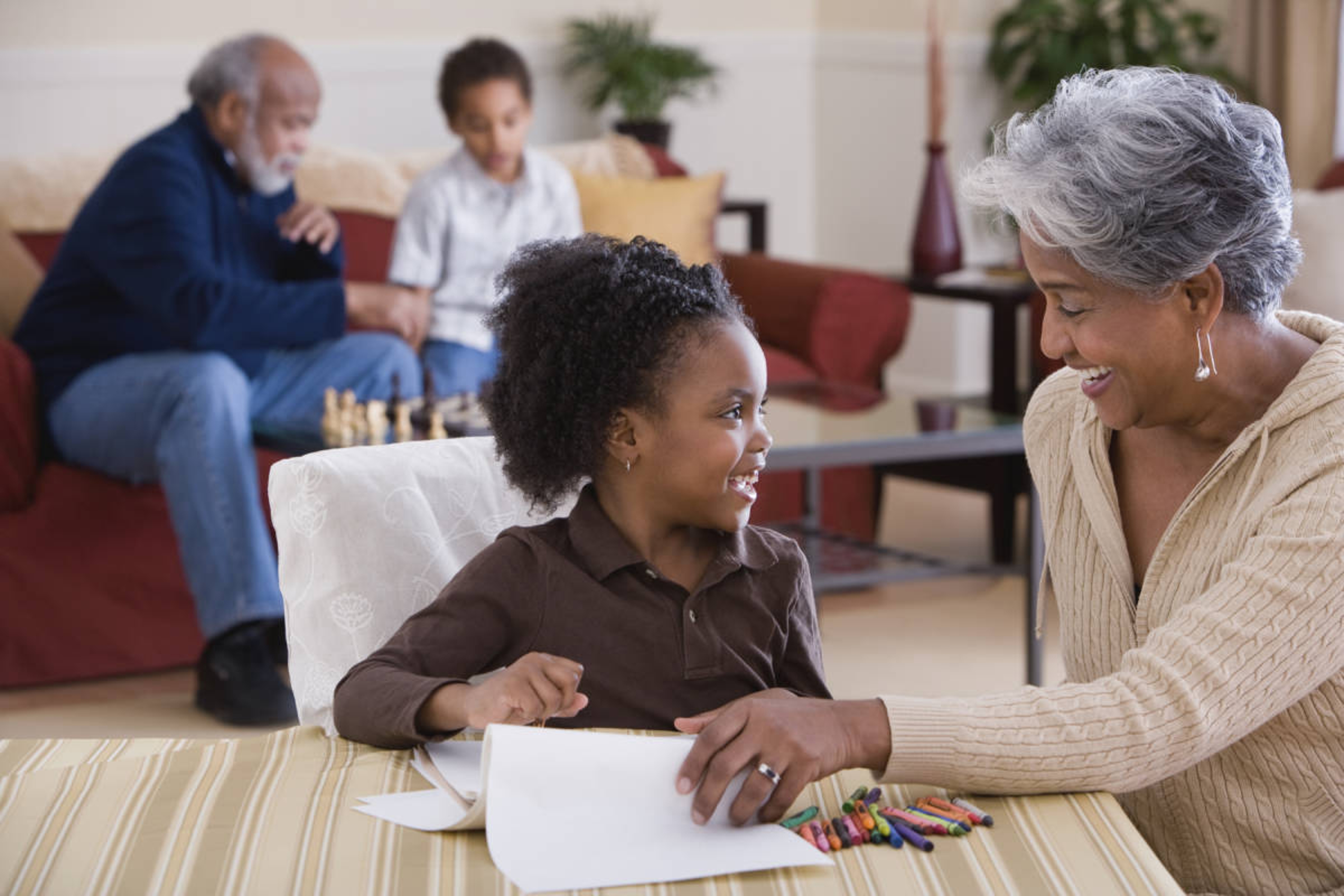 Grandma Coloring with Granddaughter