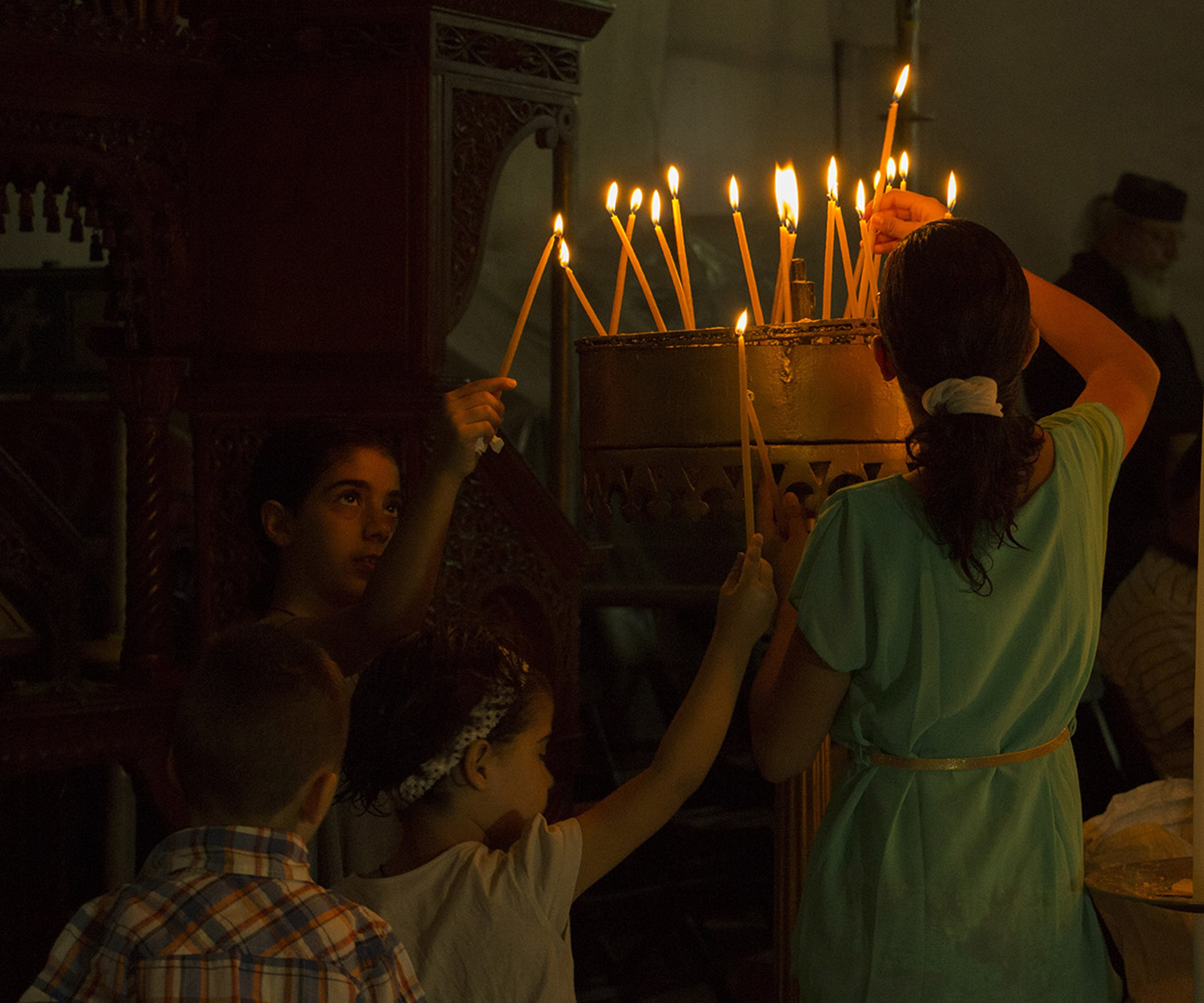 christmas around the world palestine The four praying children Nativity Church Bethlehem by Pierre Janineh is licensed under CC BY NC SA .