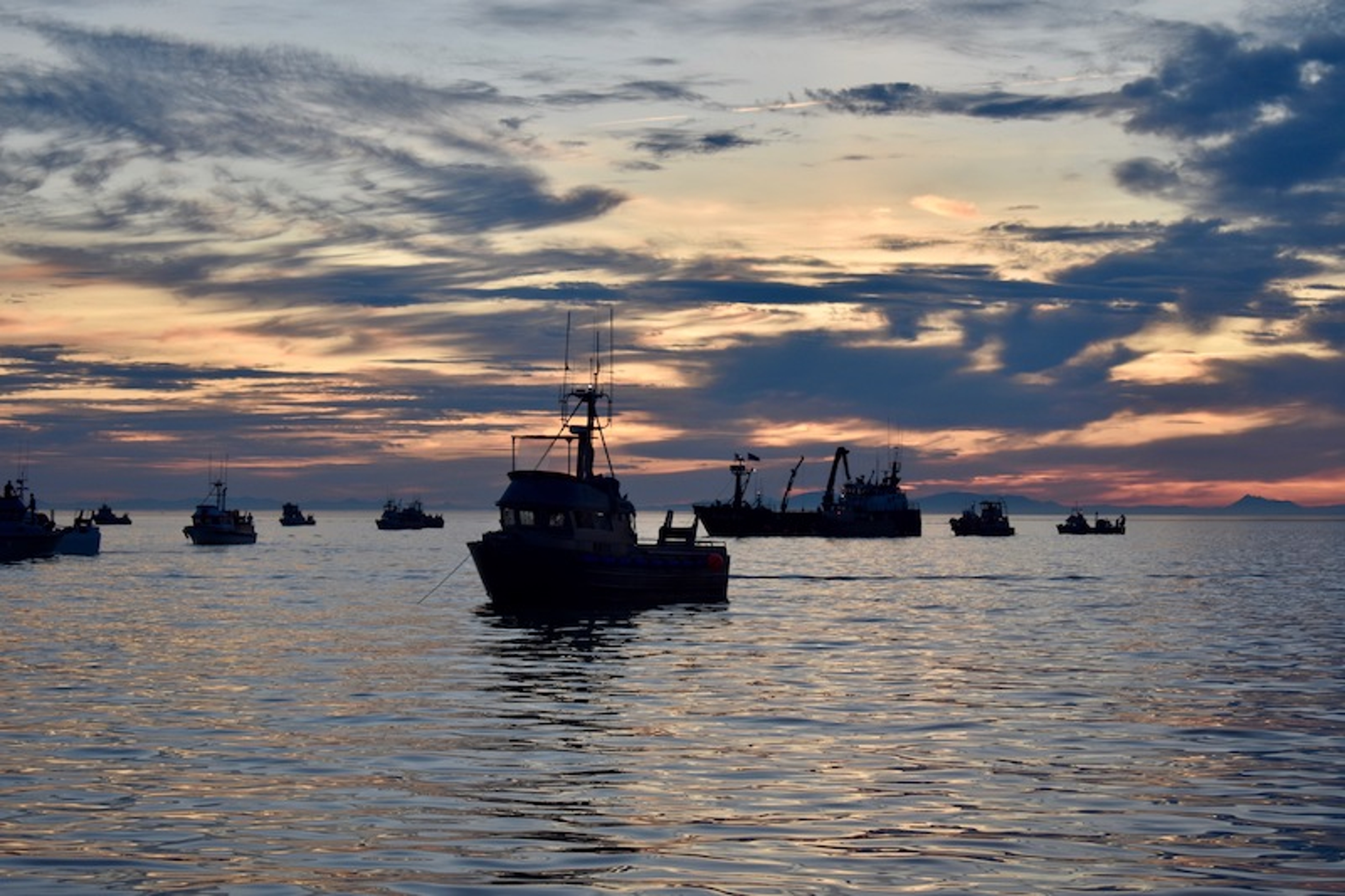 Nighttime on the Nushagak River inlet of Bristol Bay.