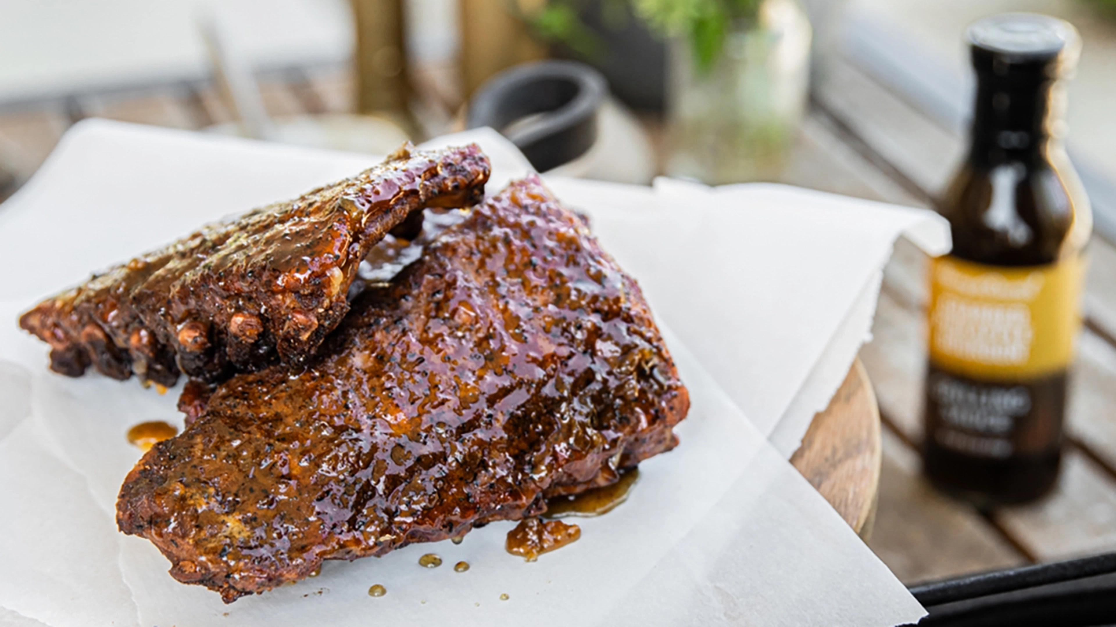 Korean bbq ribs on a platter