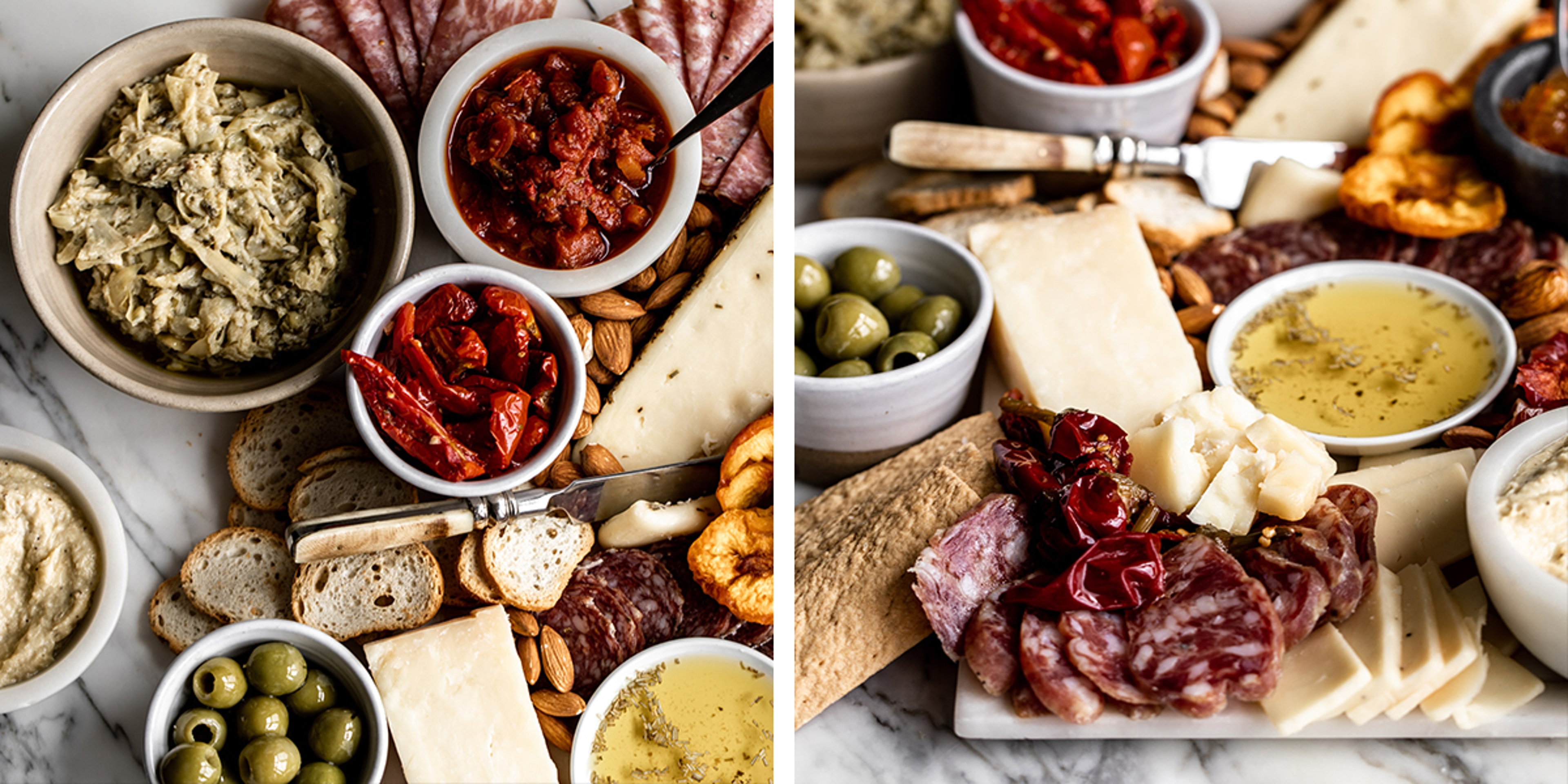 antipasto board collage