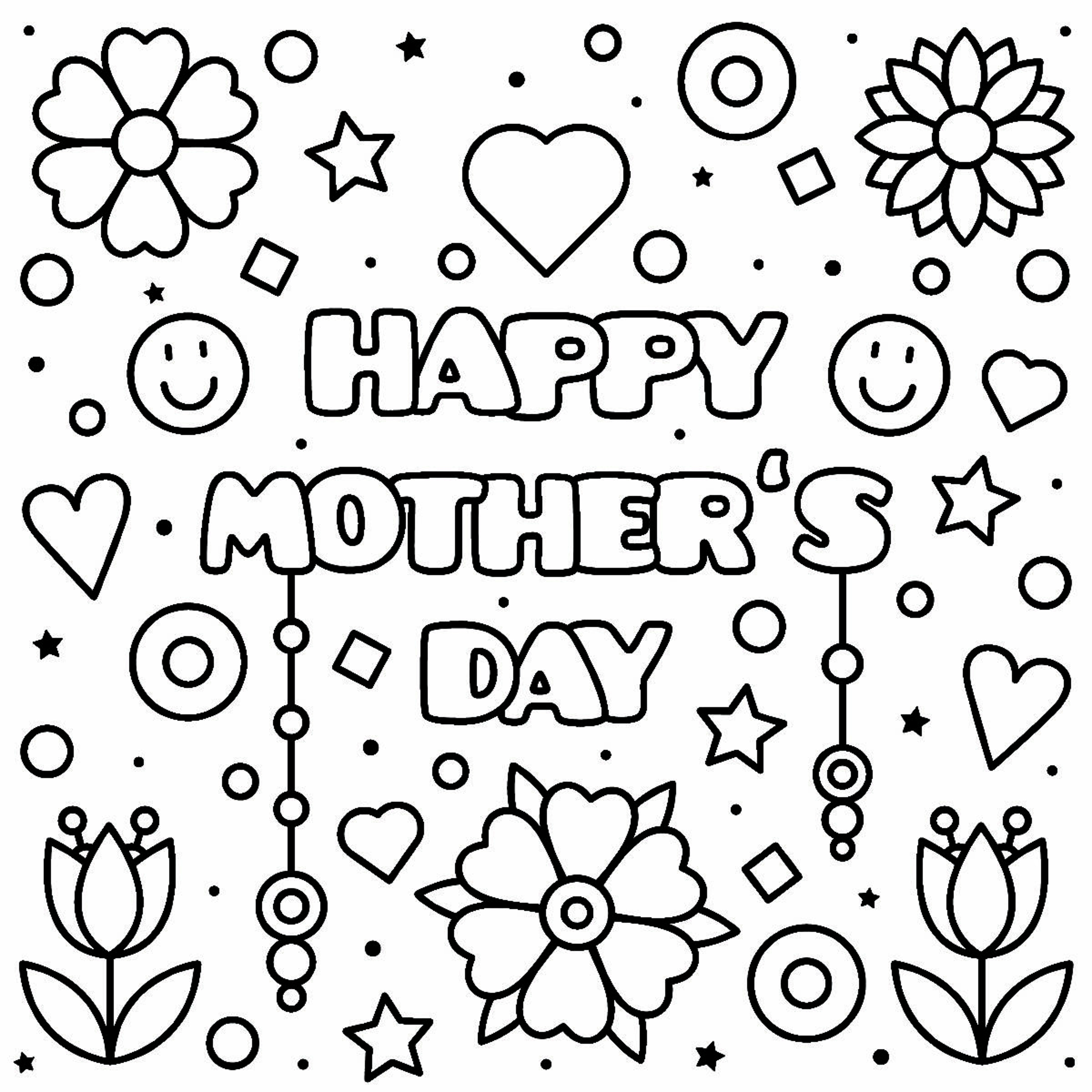 Happy Mother's Day coloring page for mom