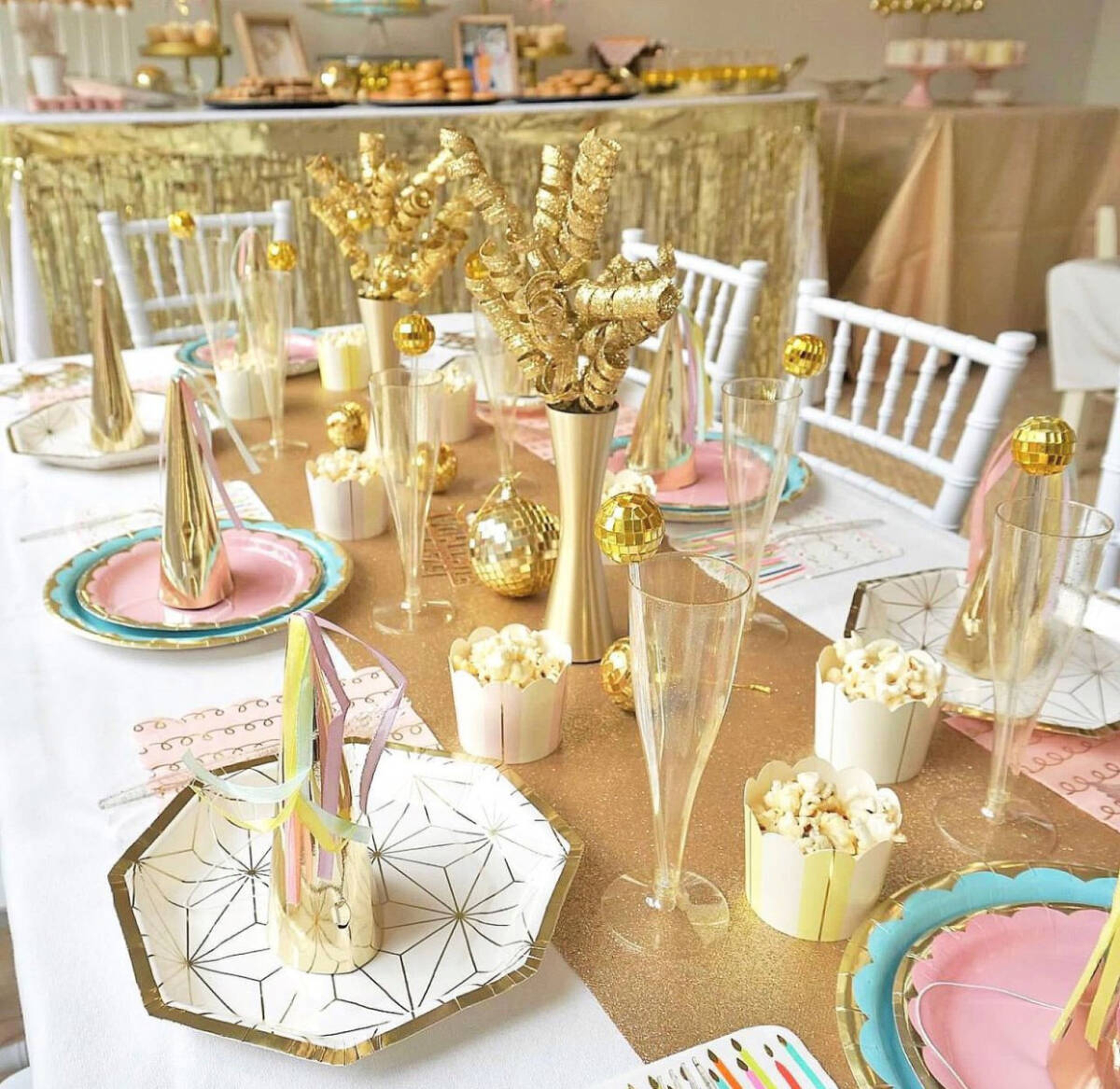 golden birthday tablescape