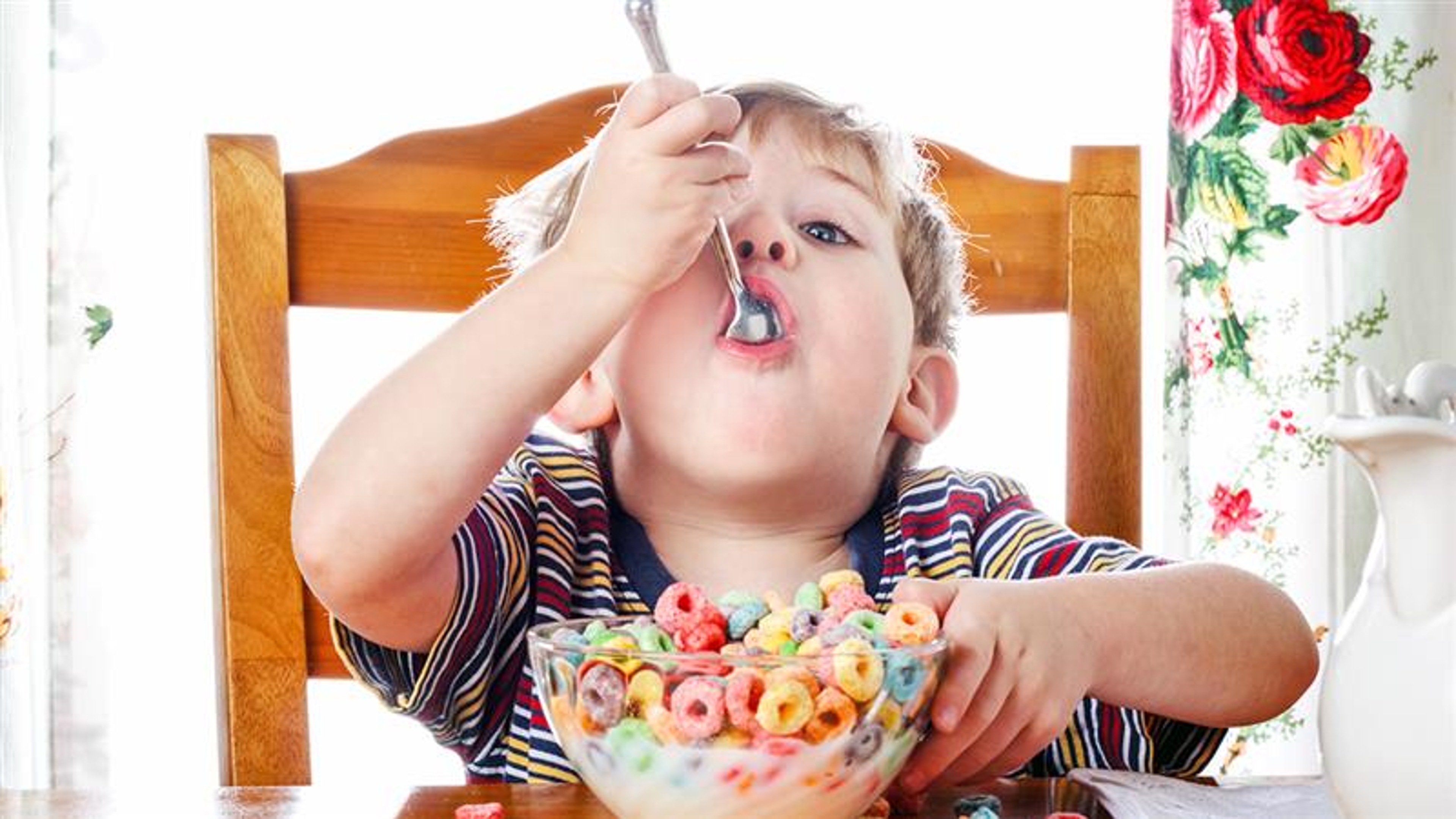 food nostalgia boy eating fruit looks cereal