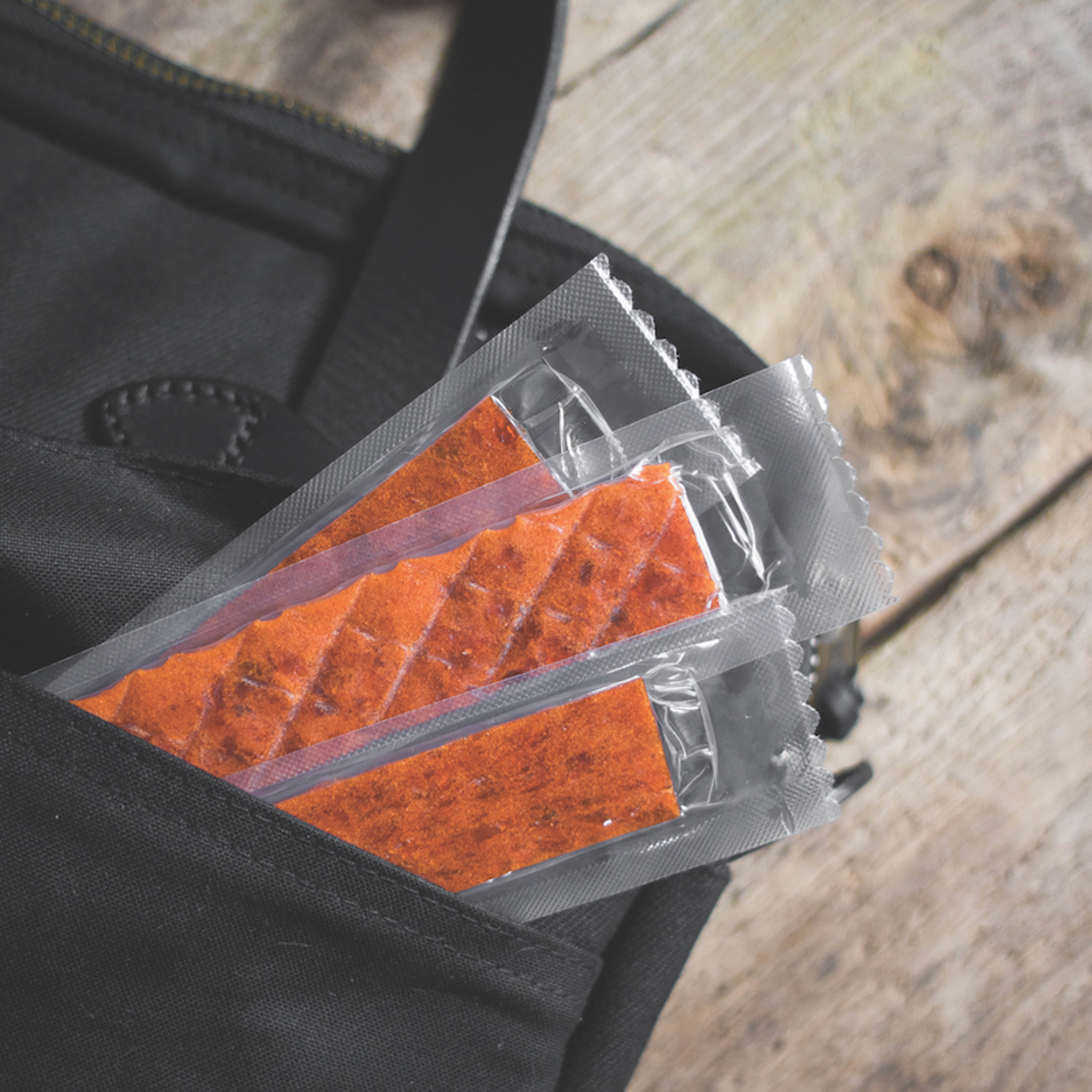 Salmon jerky is perfect in a purse or picnic basket!