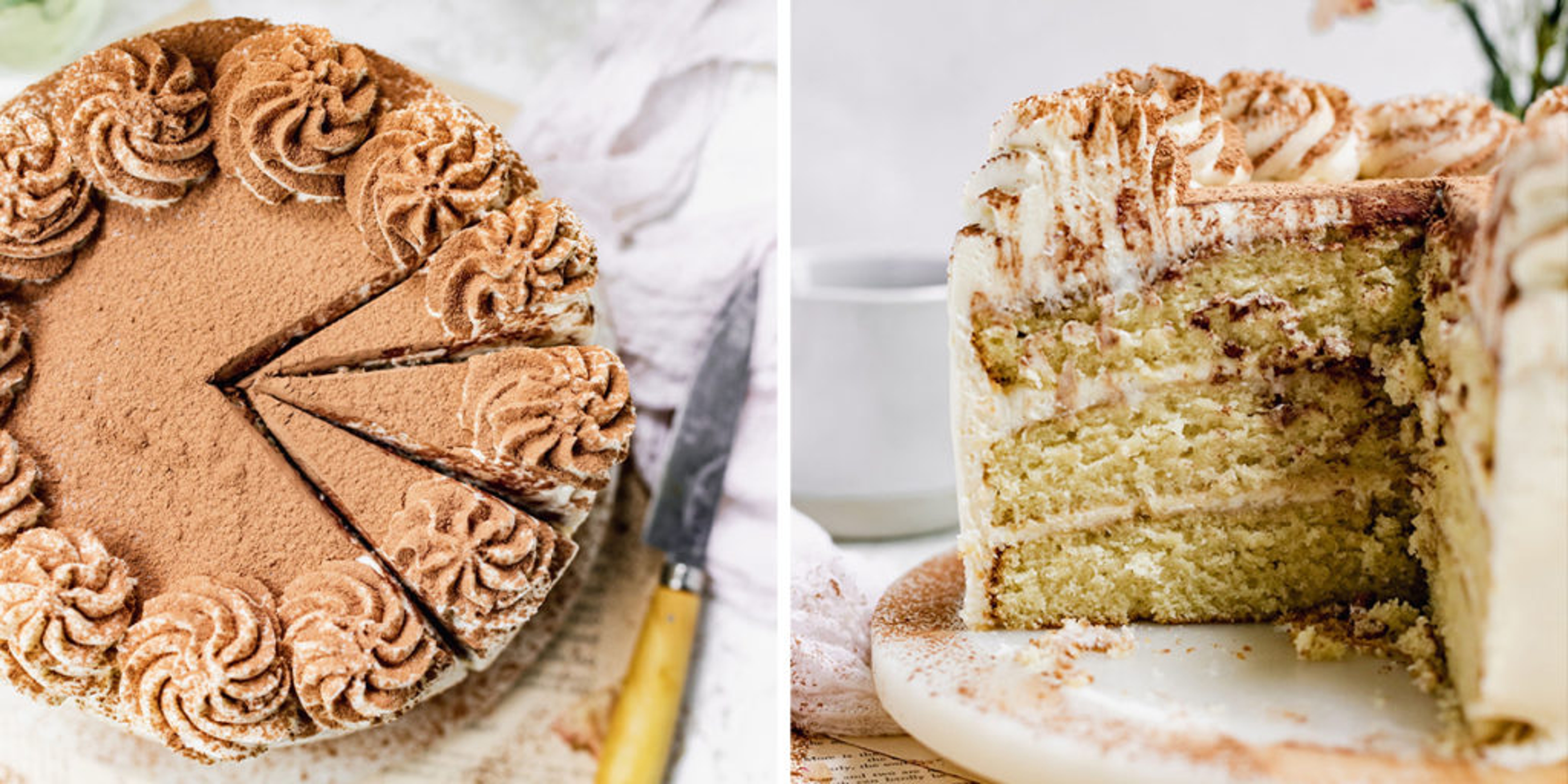 Closeup of tiramisu cake.