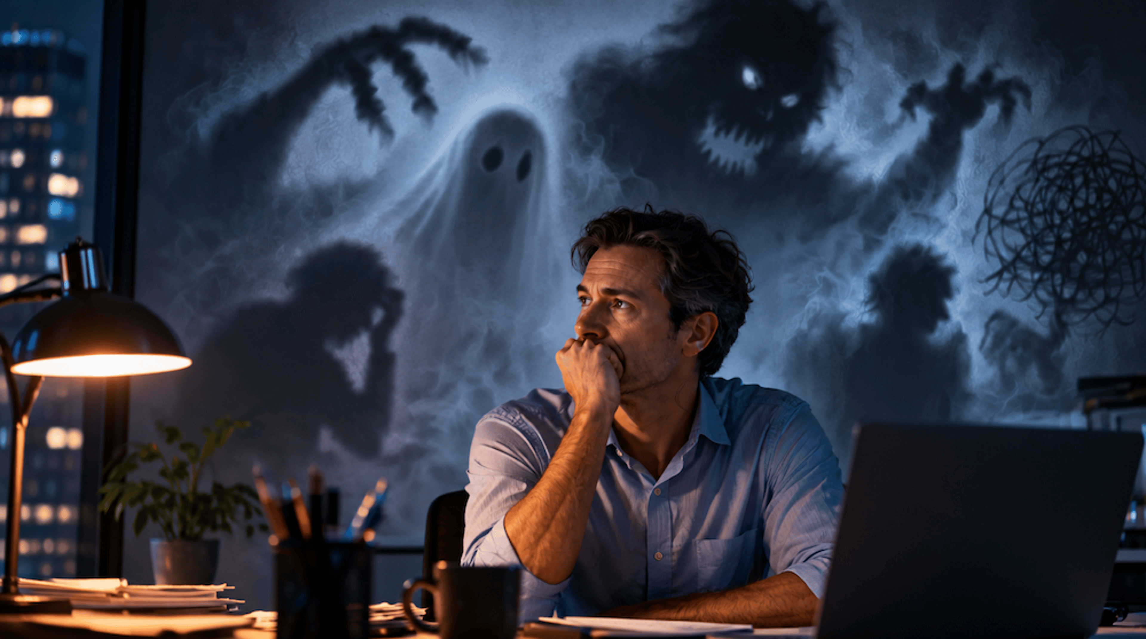 Article Cards Featured Image Haunted Midnight Office Reflections hero