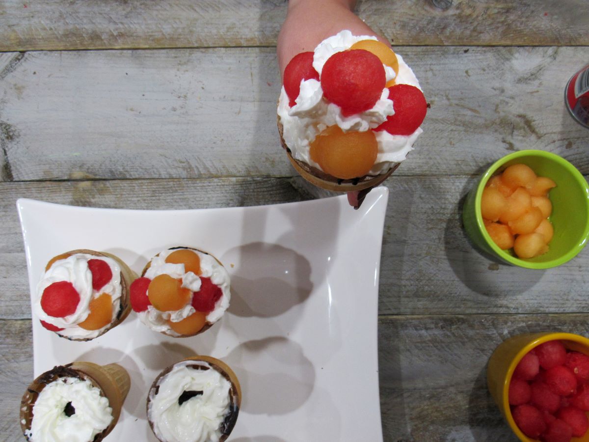 ice cream cone fruit cups a