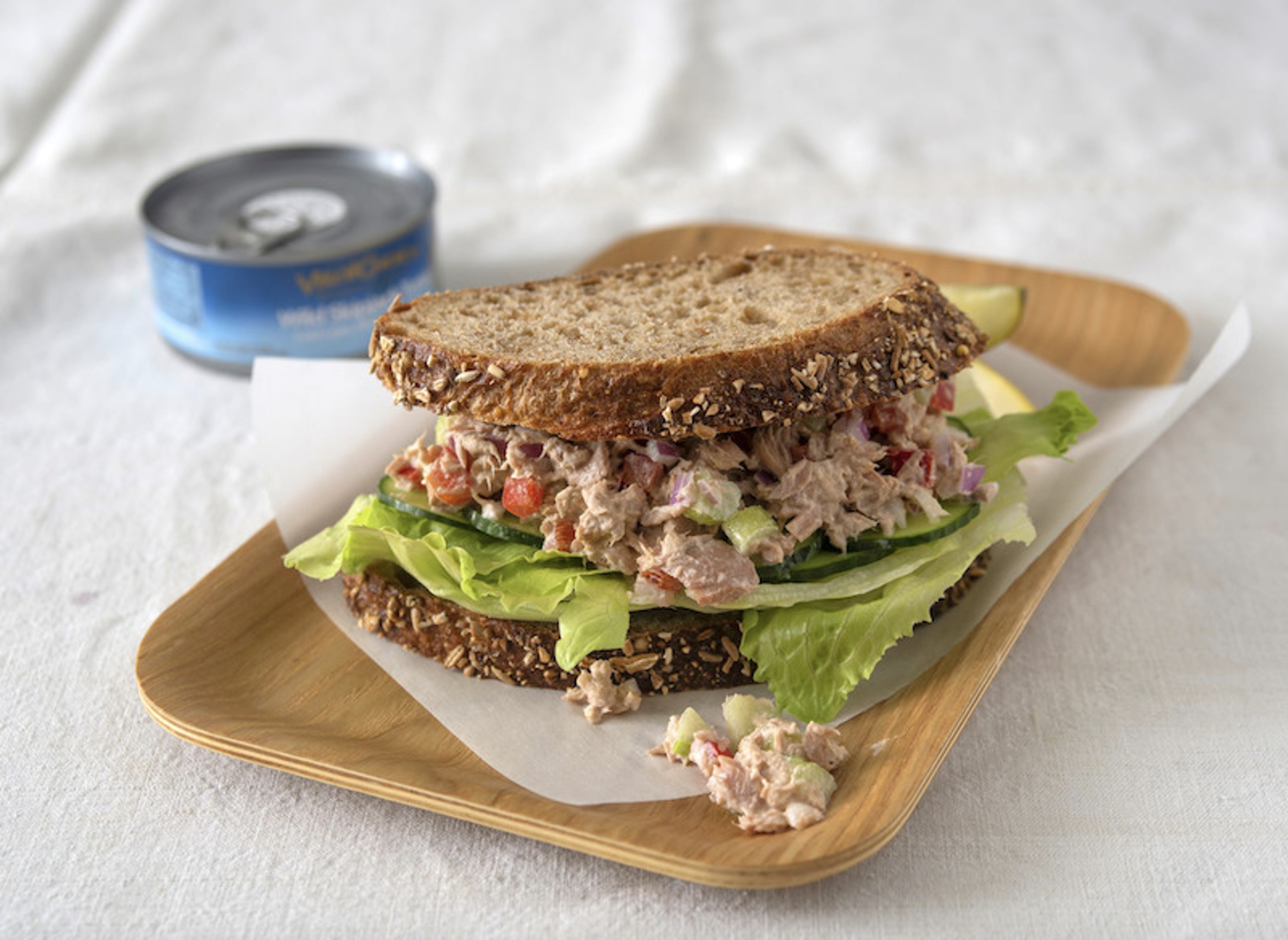 The tuna sandwich a portable classic. Why not make one with canned salmon?