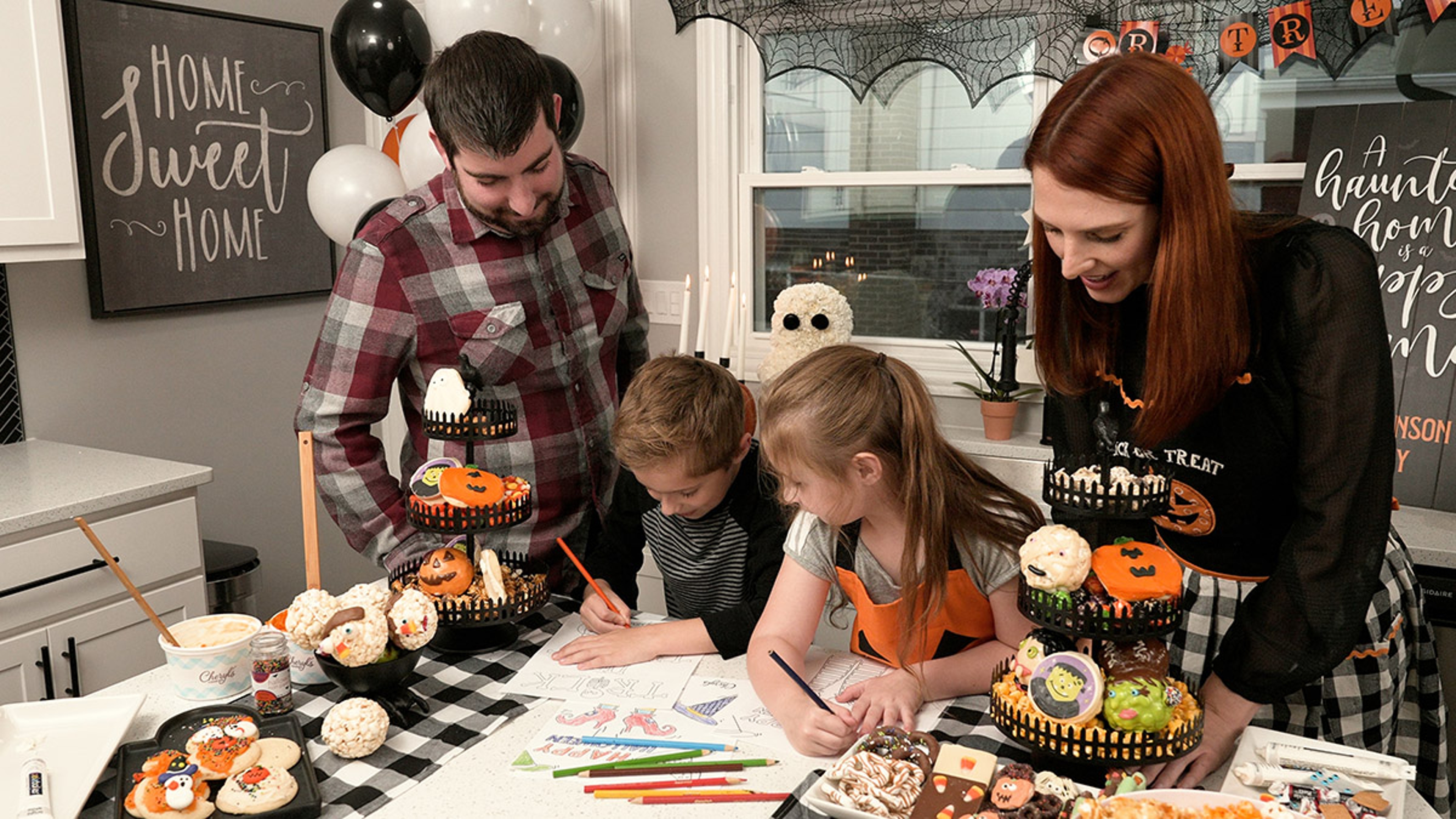 family celebrating Halloween