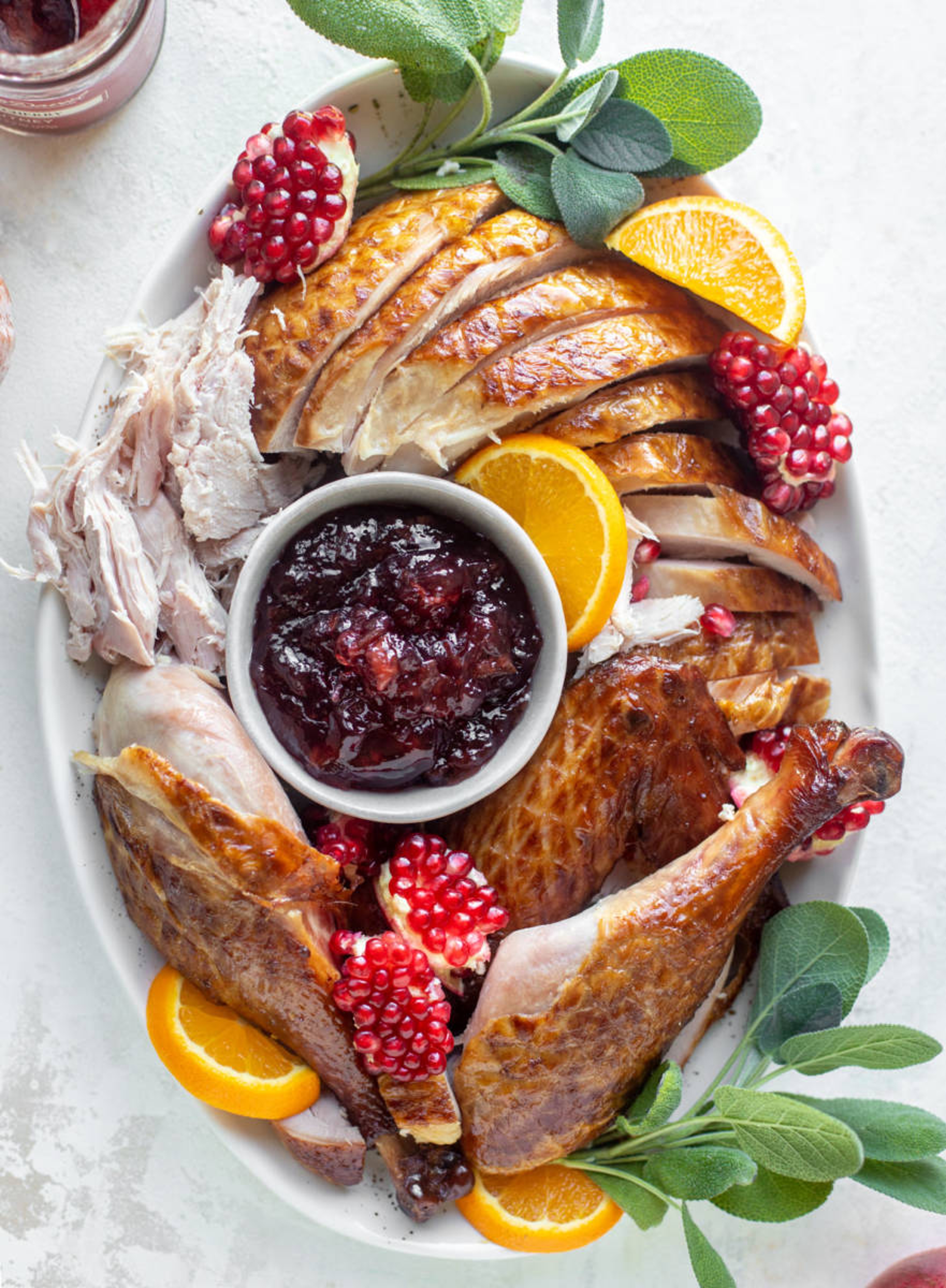 Platter of smoked turkey and apple cherry chutney.