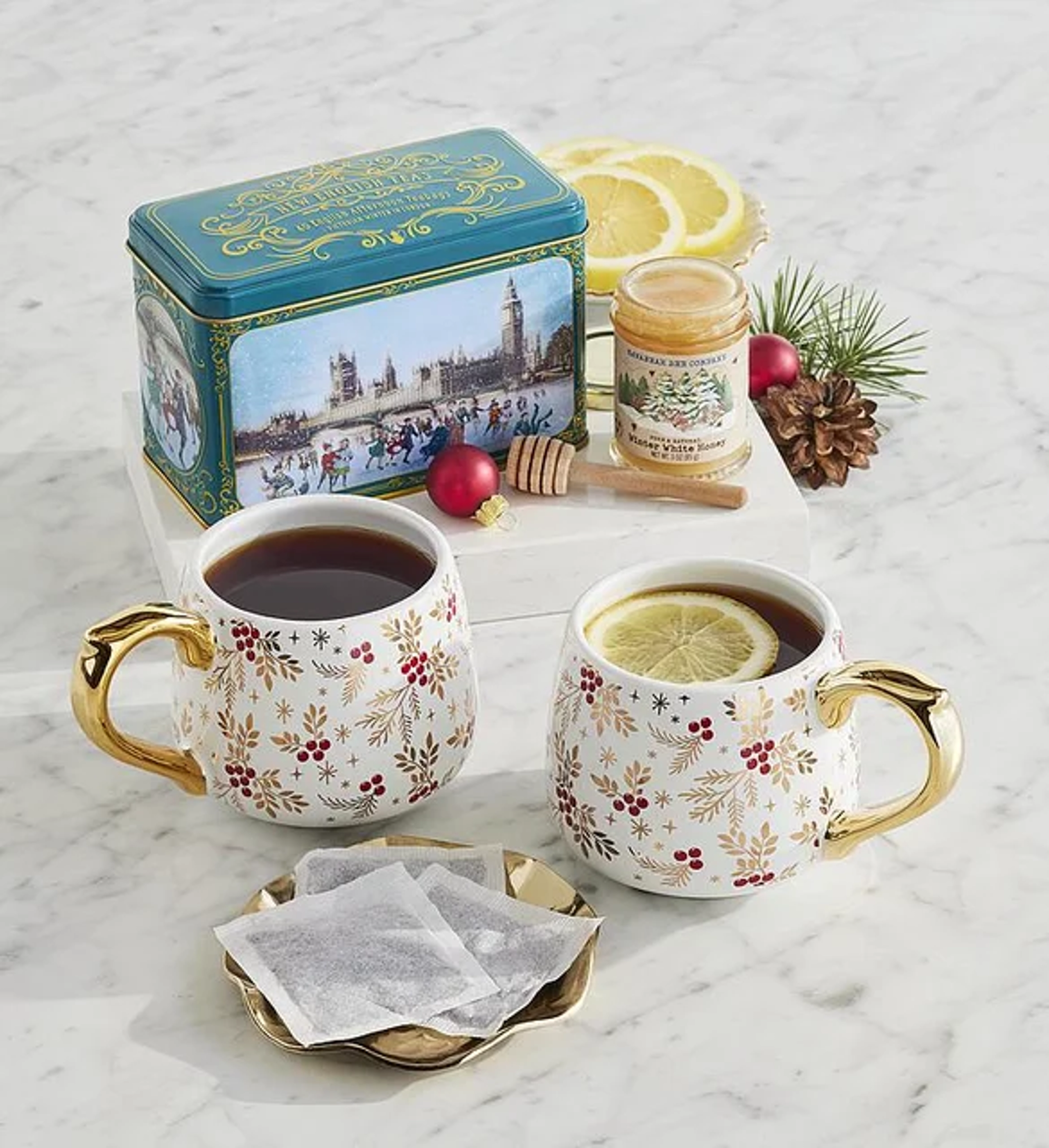 christmas decorations holiday tea and mugs gift