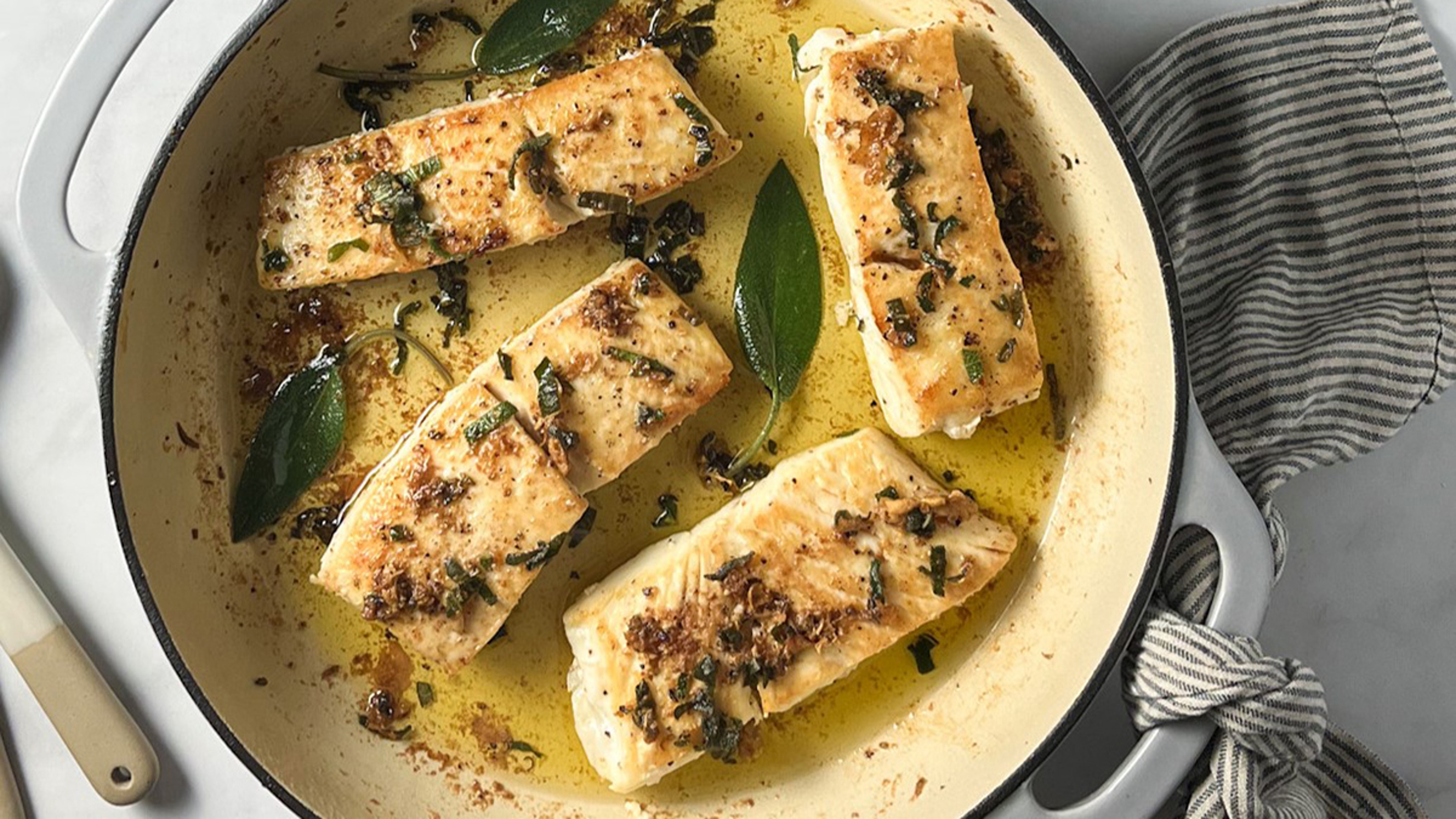 brown butter halibut recipe hero