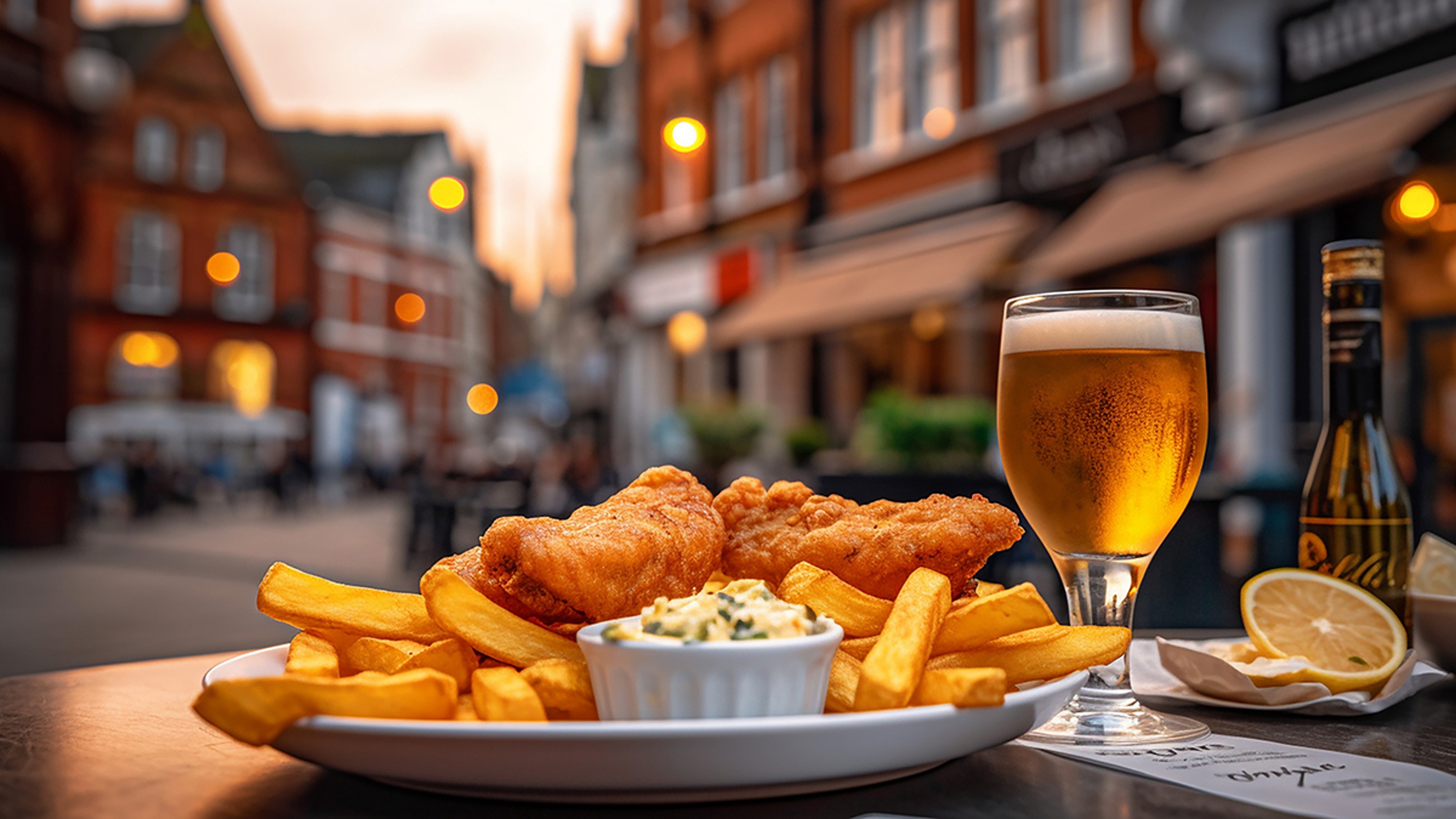 fish and chips and beer