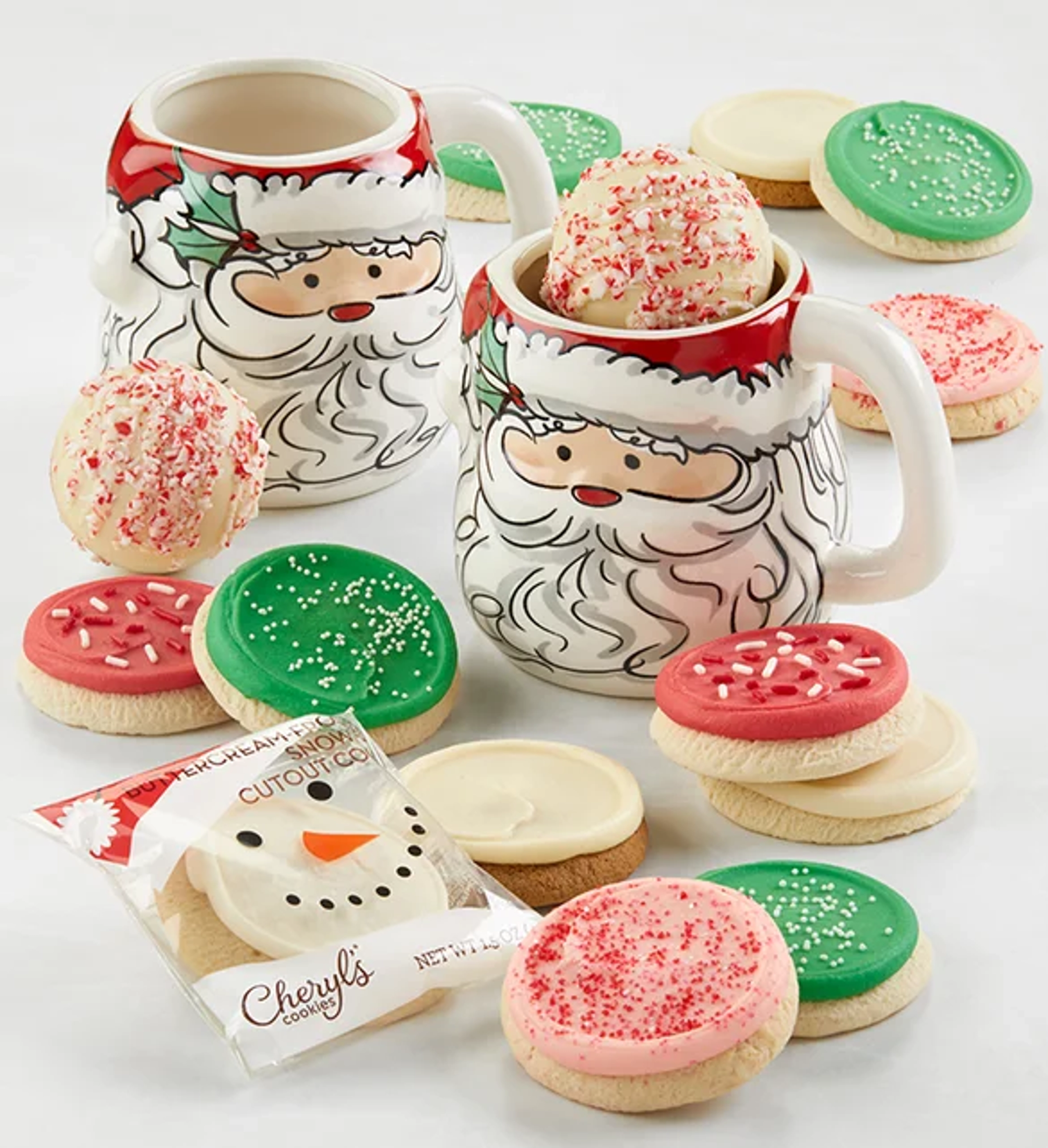 White Elephant Gift Ideas Santa Mugs Cookies and Chocolate Bombs