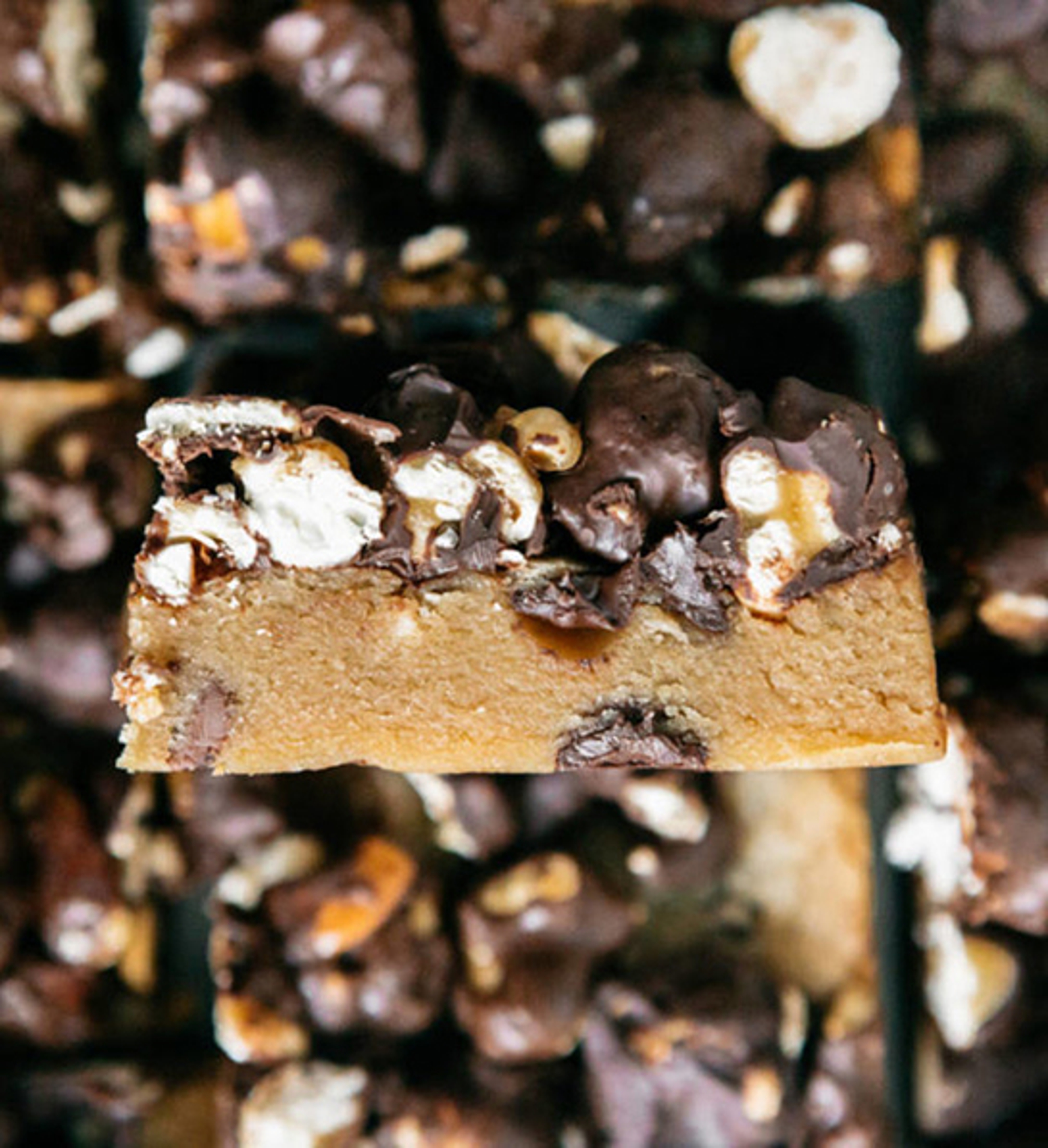 Stack of Moose Munch blondies.