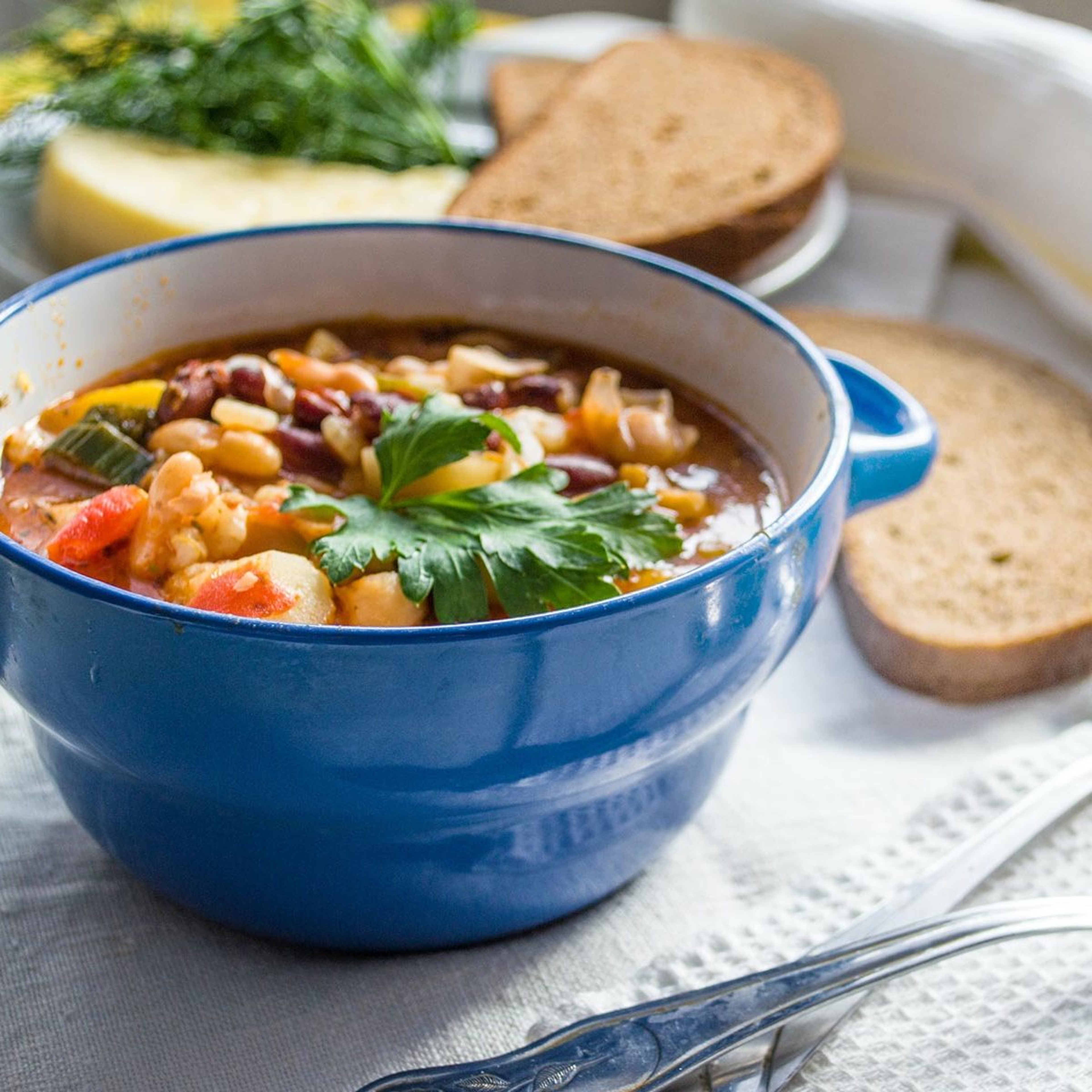 Bowl of hearty homemade soup