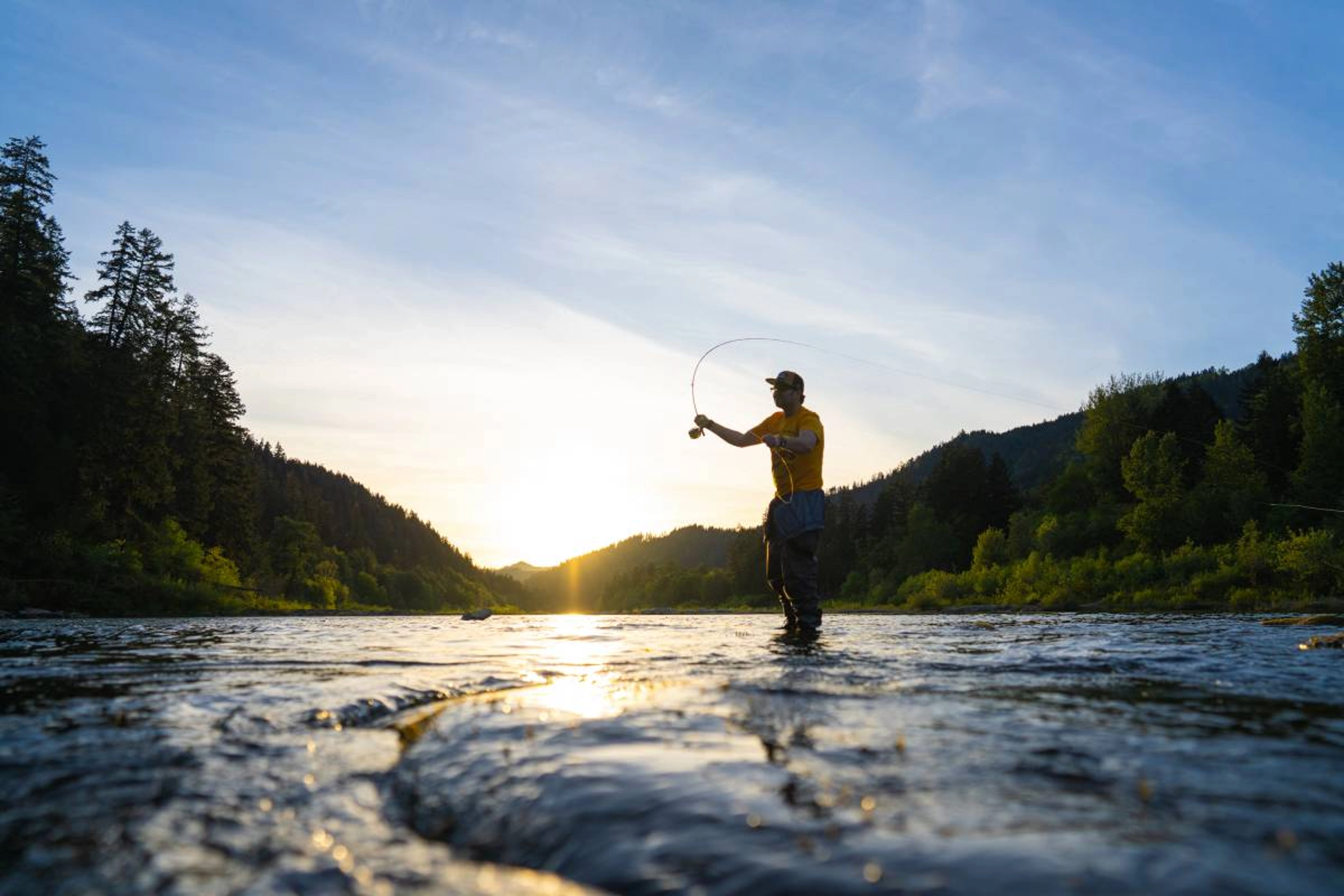 Man fishing in Roseburg.