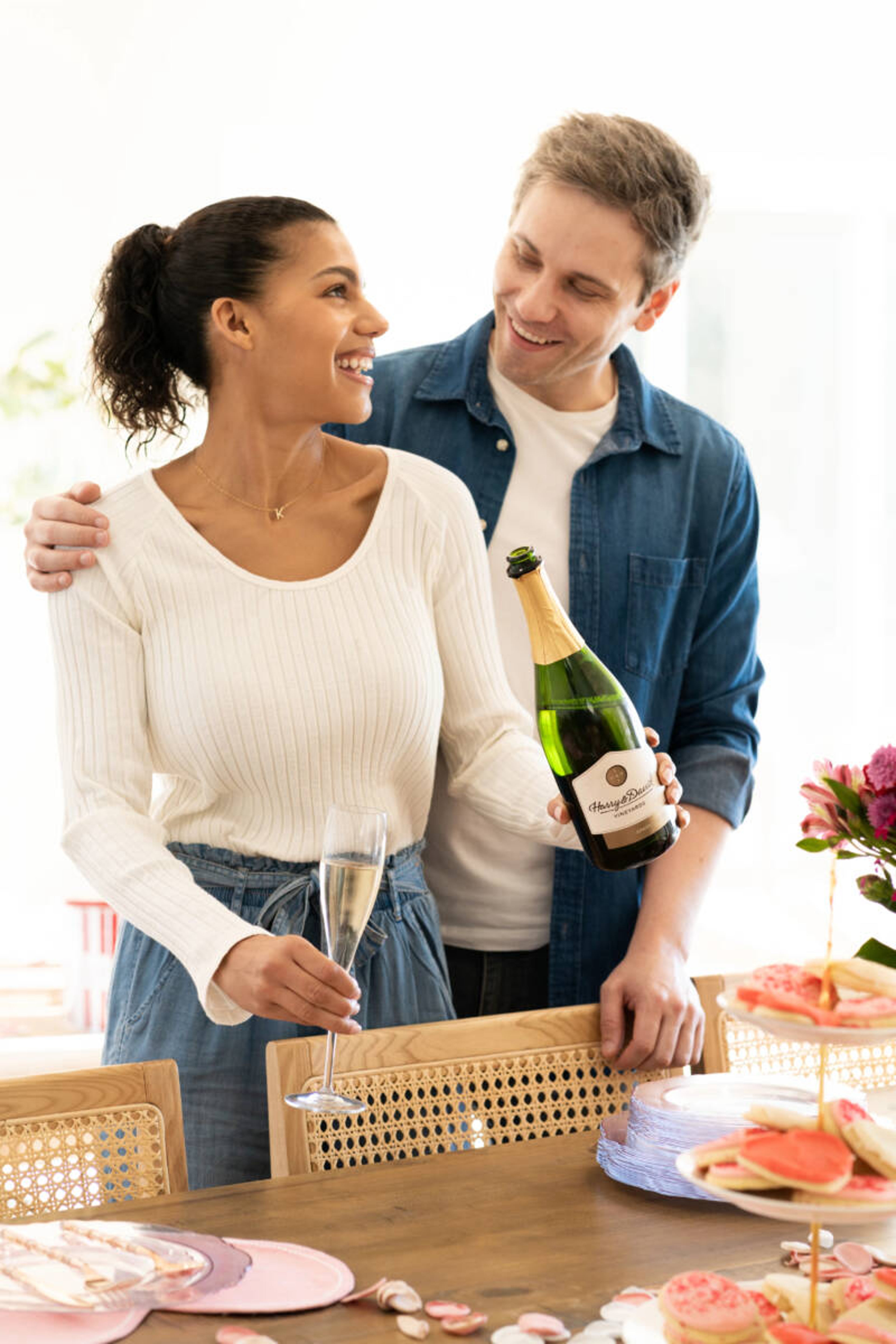 love letter couple drinking sparkling wine