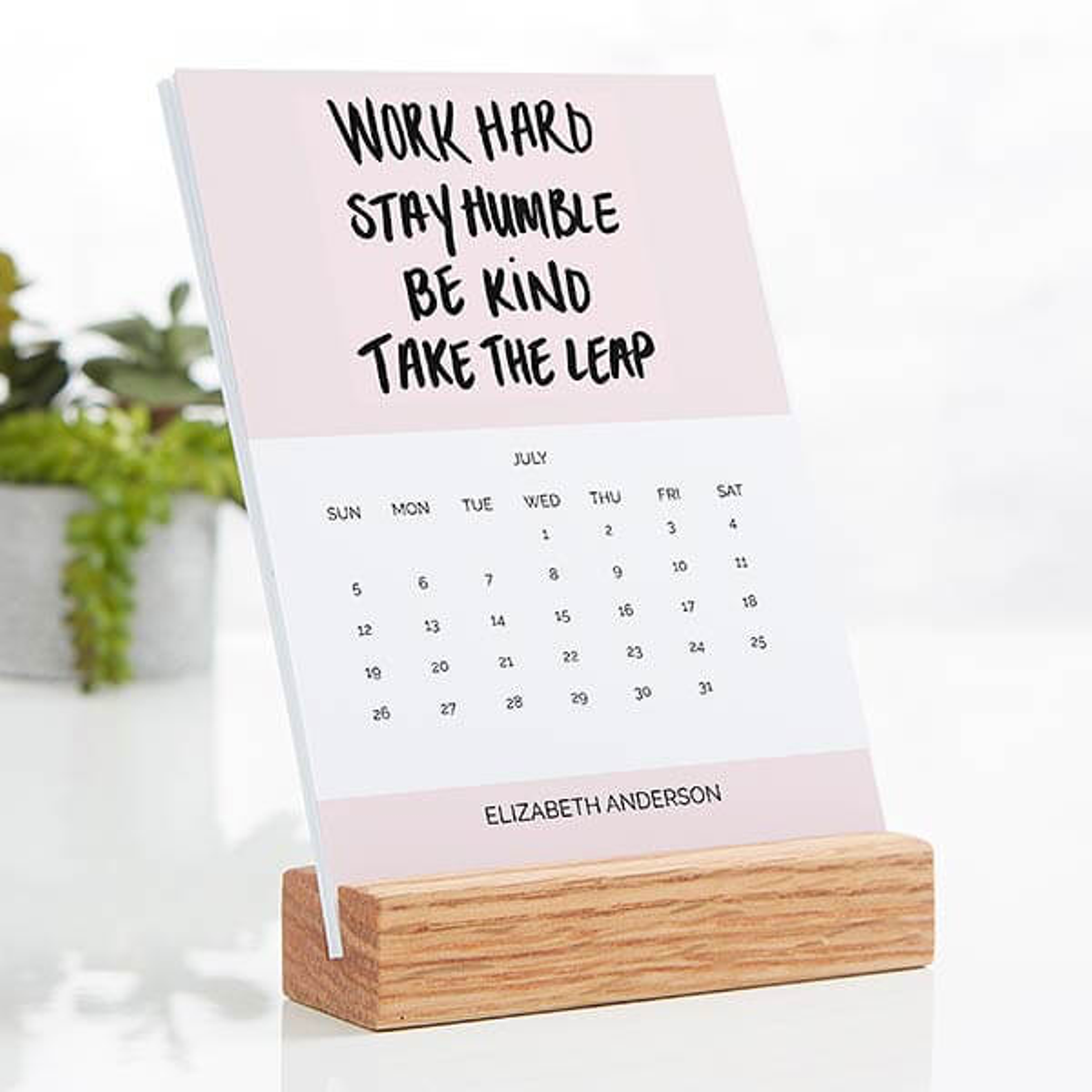 new years resolutions hand lettered desk easel calendar